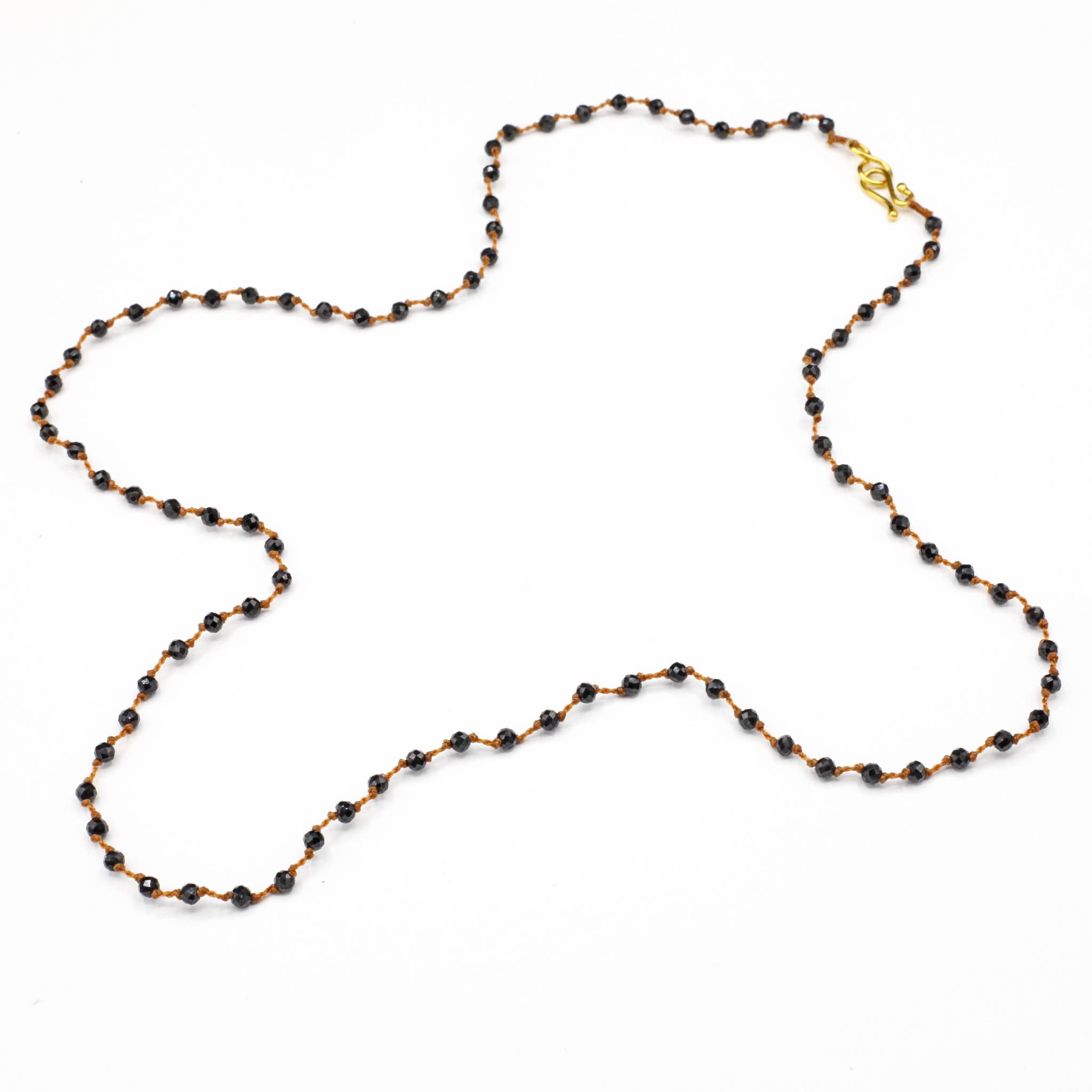 Lena Skadegard Jewelry | Gold Bead + Knotted Button Necklace | Firecracker