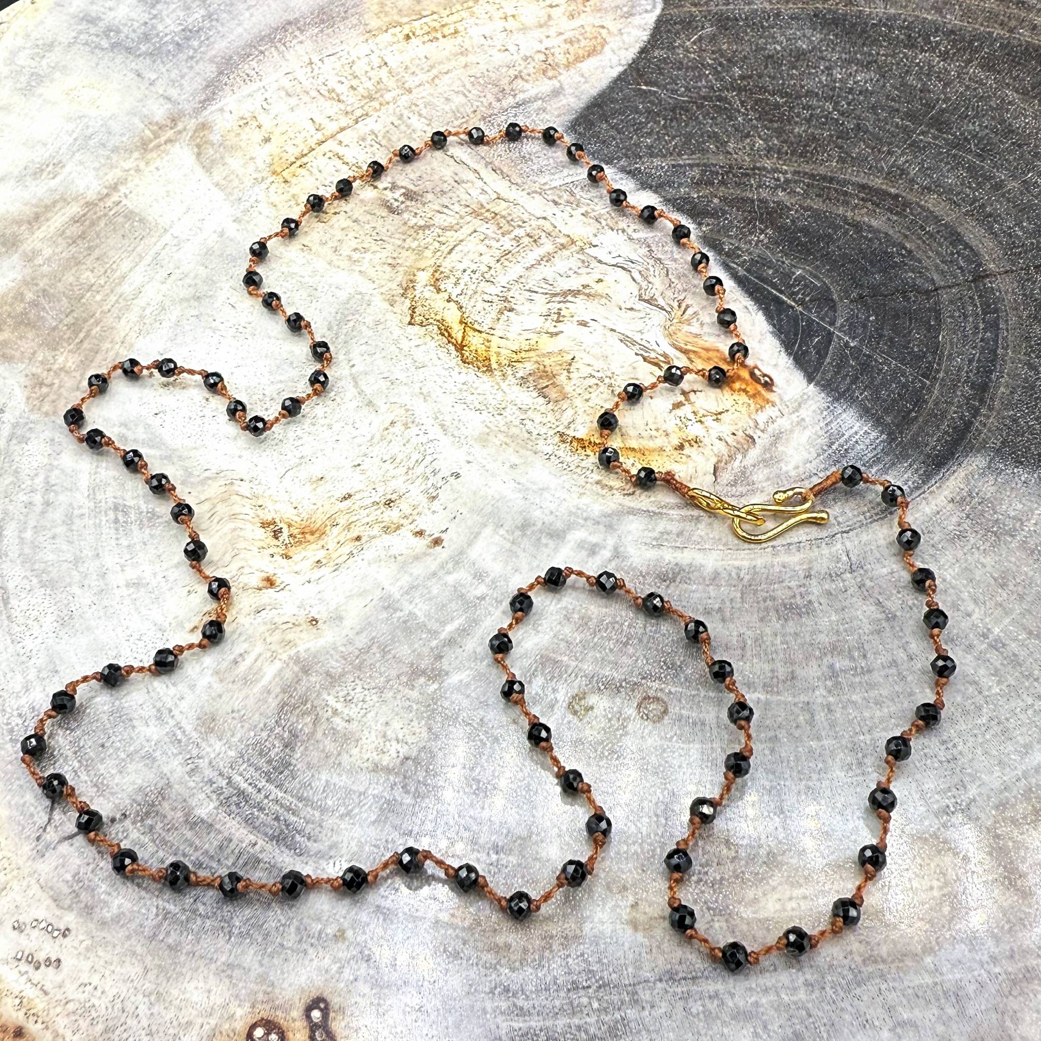 Lena Skadegard Jewelry | Black Spinel + 9k Gold Gemstone Necklace | Firecracker