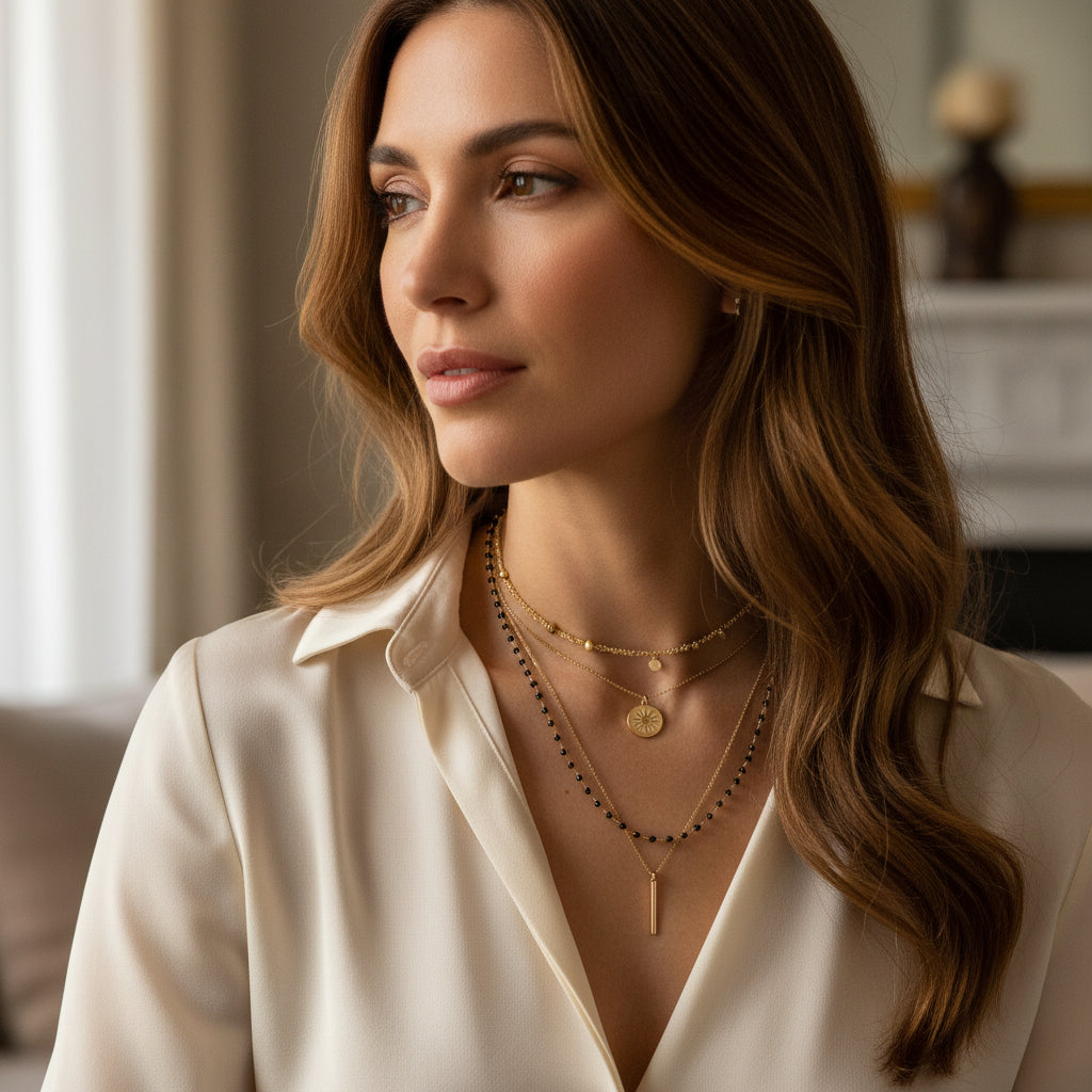 Lena Skadegard Jewelry | Black Spinel + 9k Gold Gemstone Bead Necklace | Firecracker