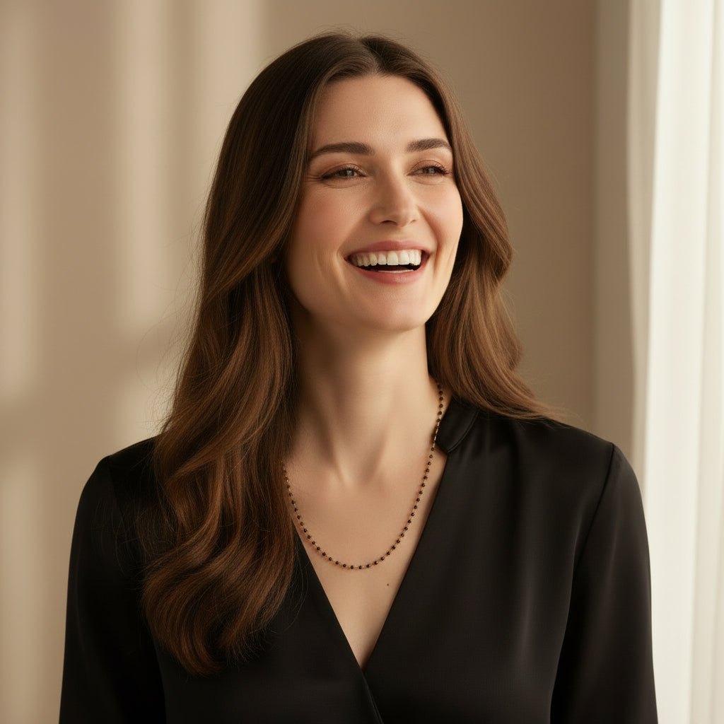 Lena Skadegard Jewelry | Black Spinel + 9k Gold Gemstone Bead Necklace | Firecracker