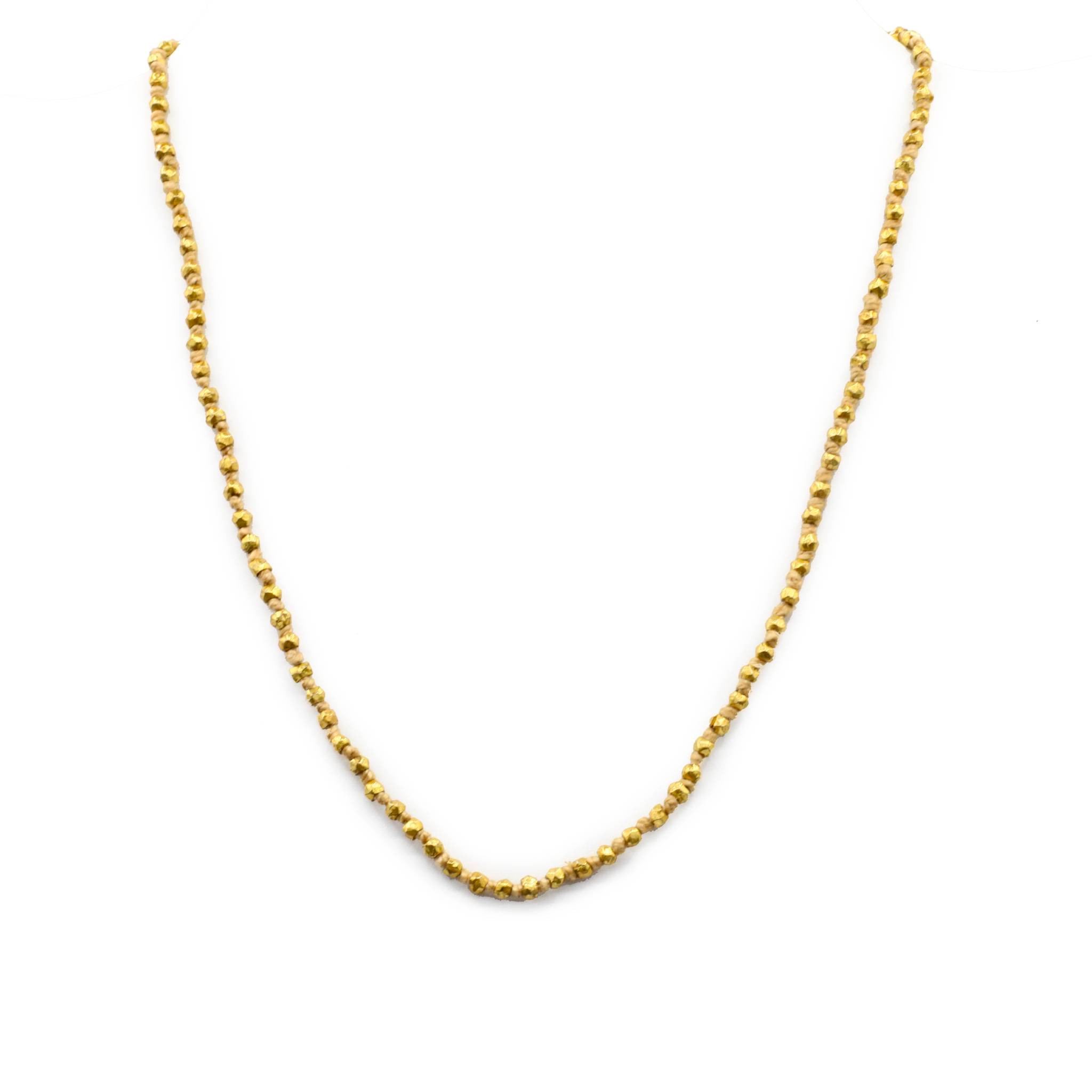 Lena Skadegard Jewelry | Gold Bead + Knotted Button Necklace | Firecracker