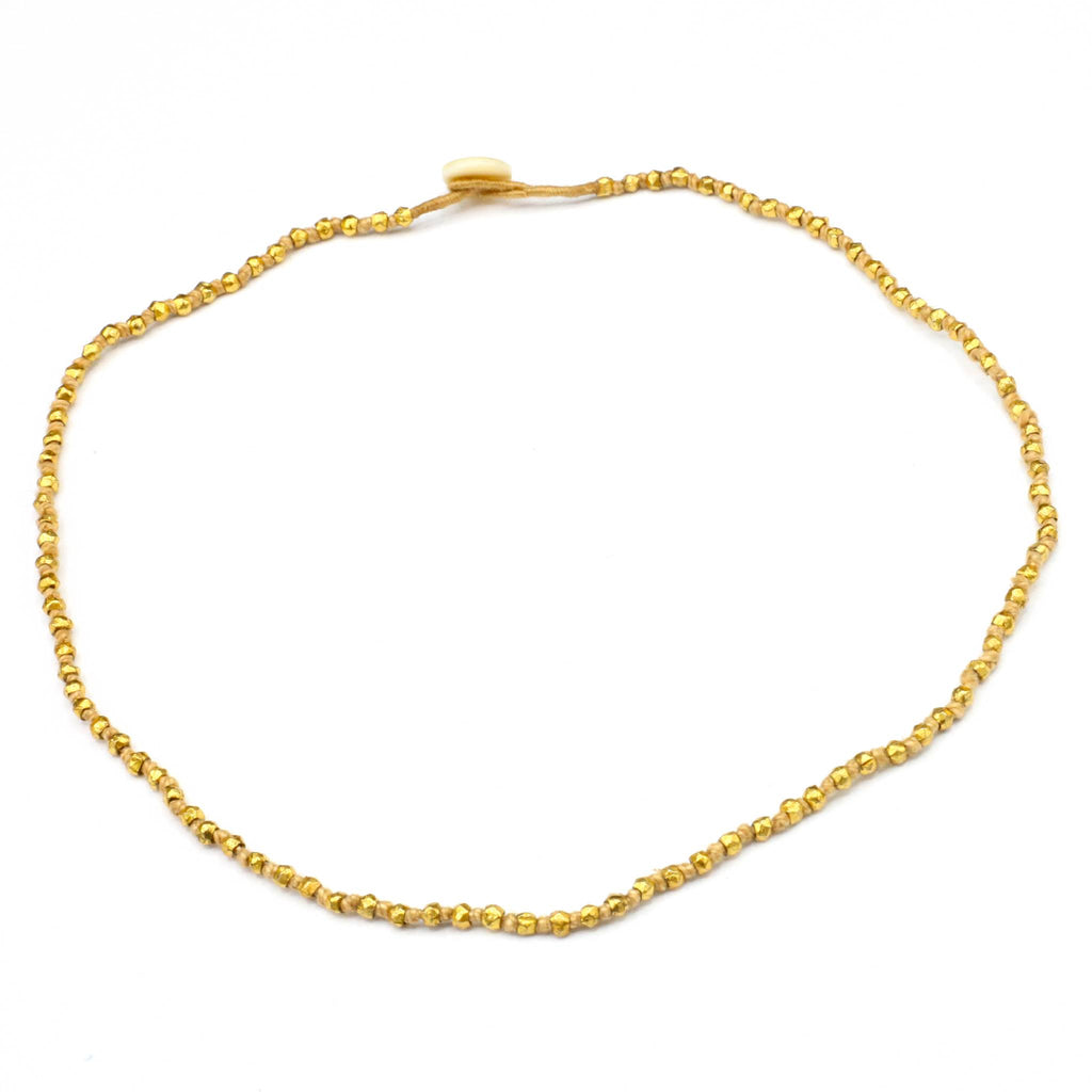 Lena Skadegard Jewelry | Gold Bead + Knotted Button Necklace | Firecracker
