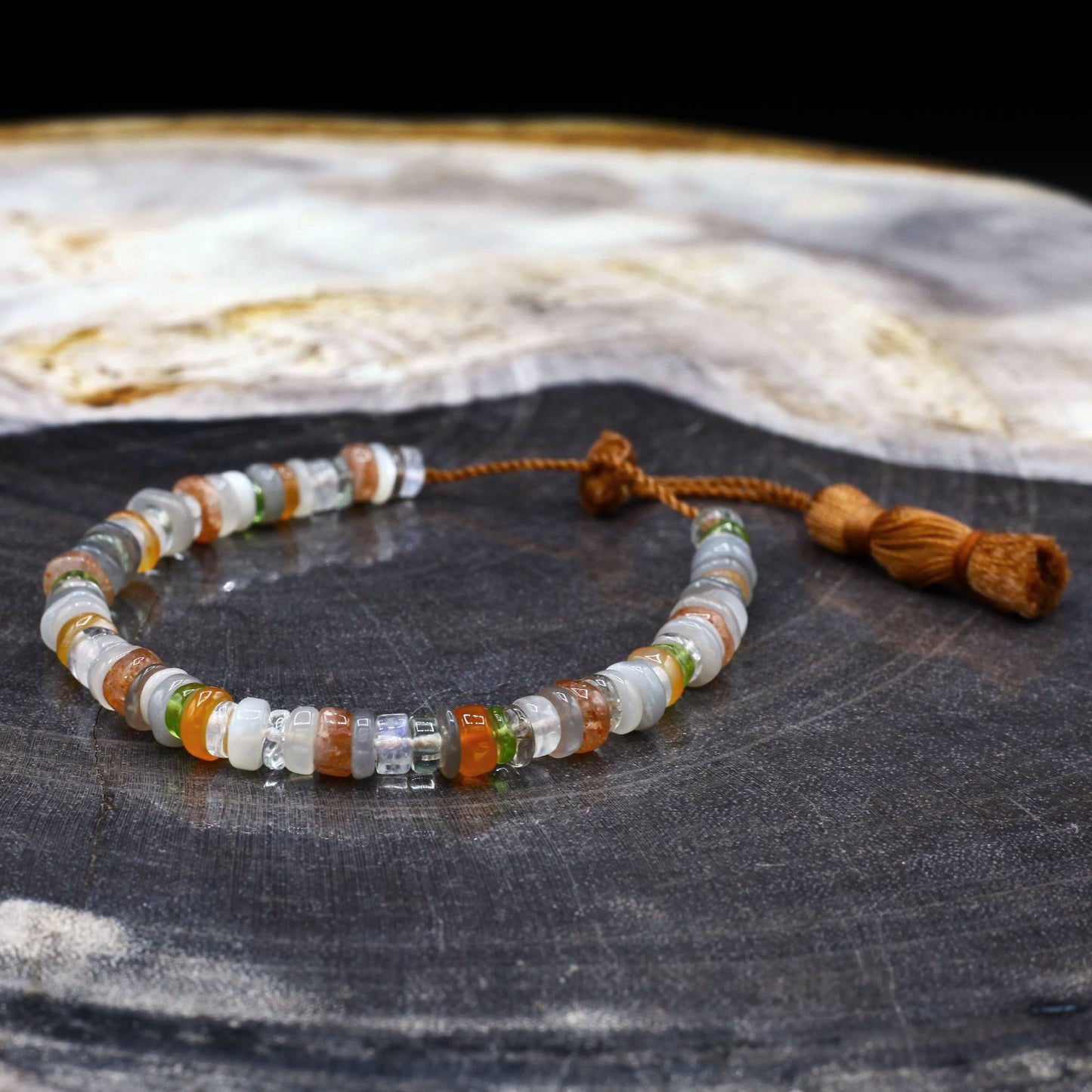 Lena Skadegard Jewelry | Mixed Rainbow Gemstone Tassel Bracelet | Firecracker