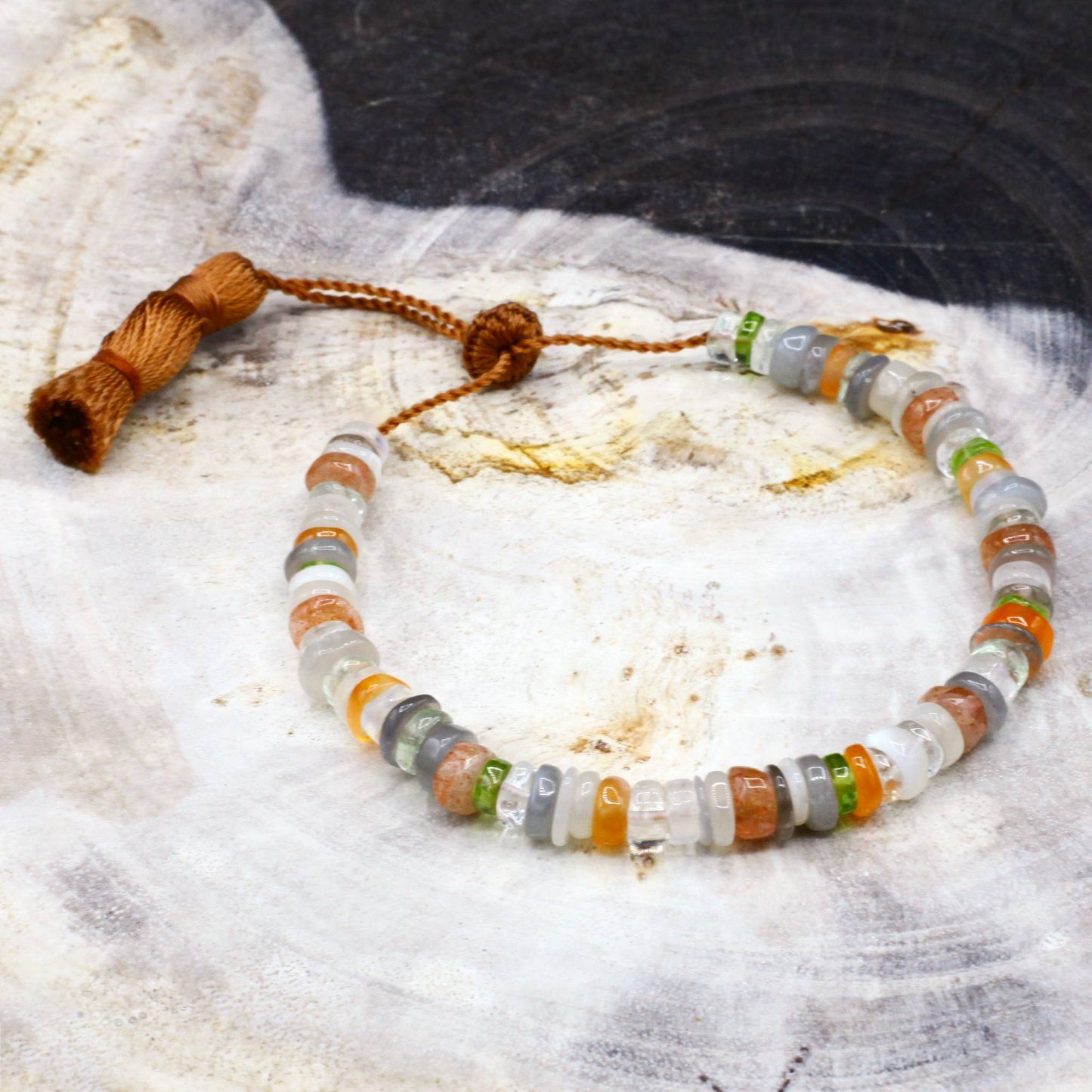 Lena Skadegard Jewelry | Mixed Rainbow Gemstone Tassel Bracelet | Firecracker