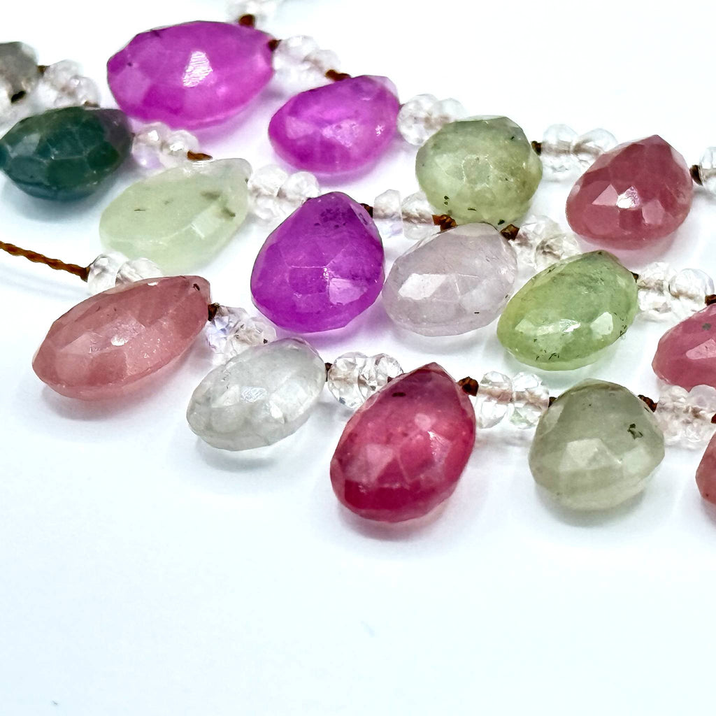 Lena Skadegard Jewelry | Petal Tourmaline & Sapphire 14k Gold Gemstone Necklace | Firecracker