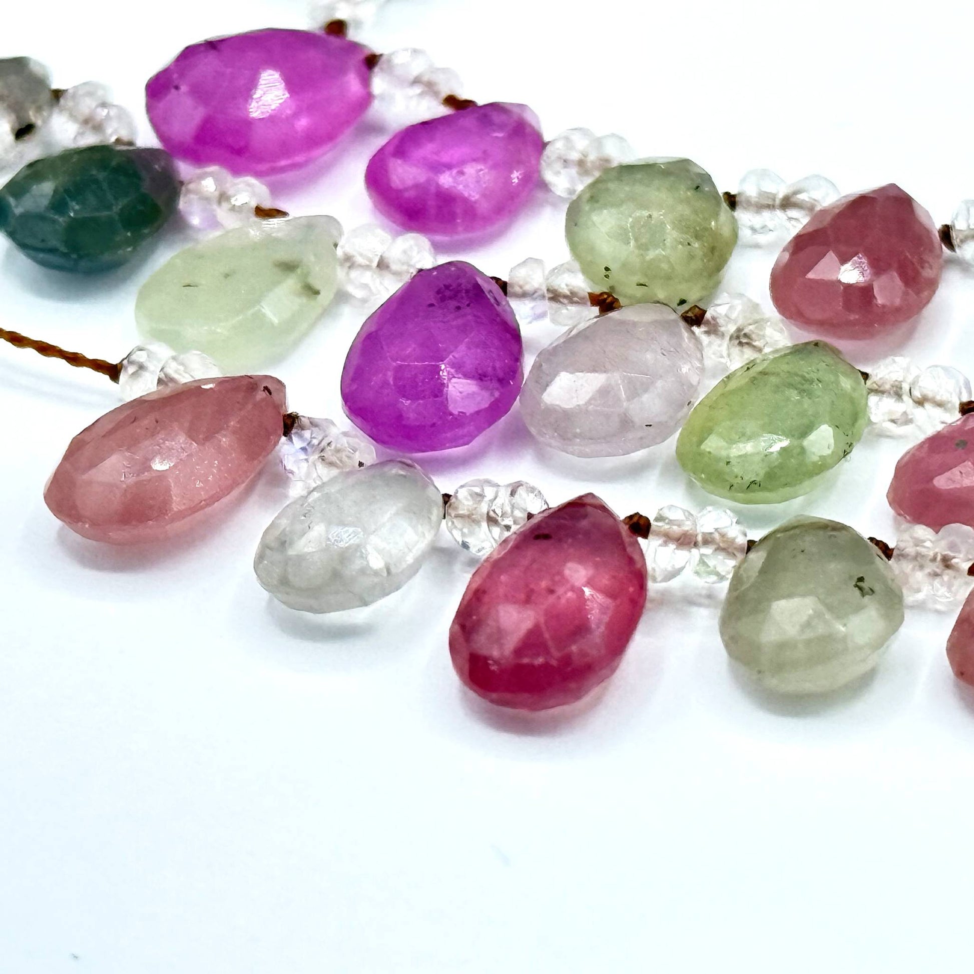 Lena Skadegard Jewelry | Petal Tourmaline & Sapphire 14k Gold Gemstone Necklace | Firecracker