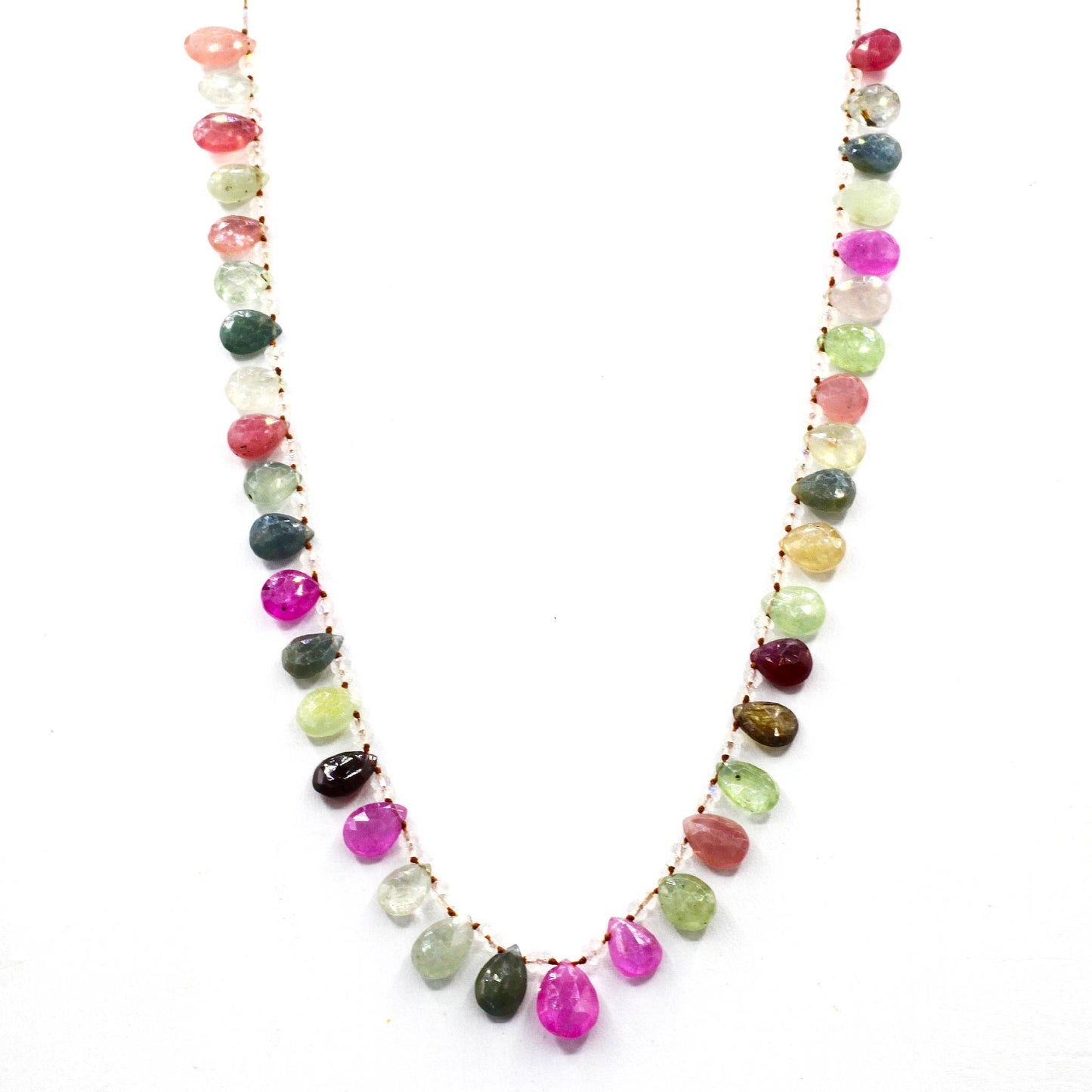 Tourmaline + White Sapphire 14k Gold Gemstone Necklace
