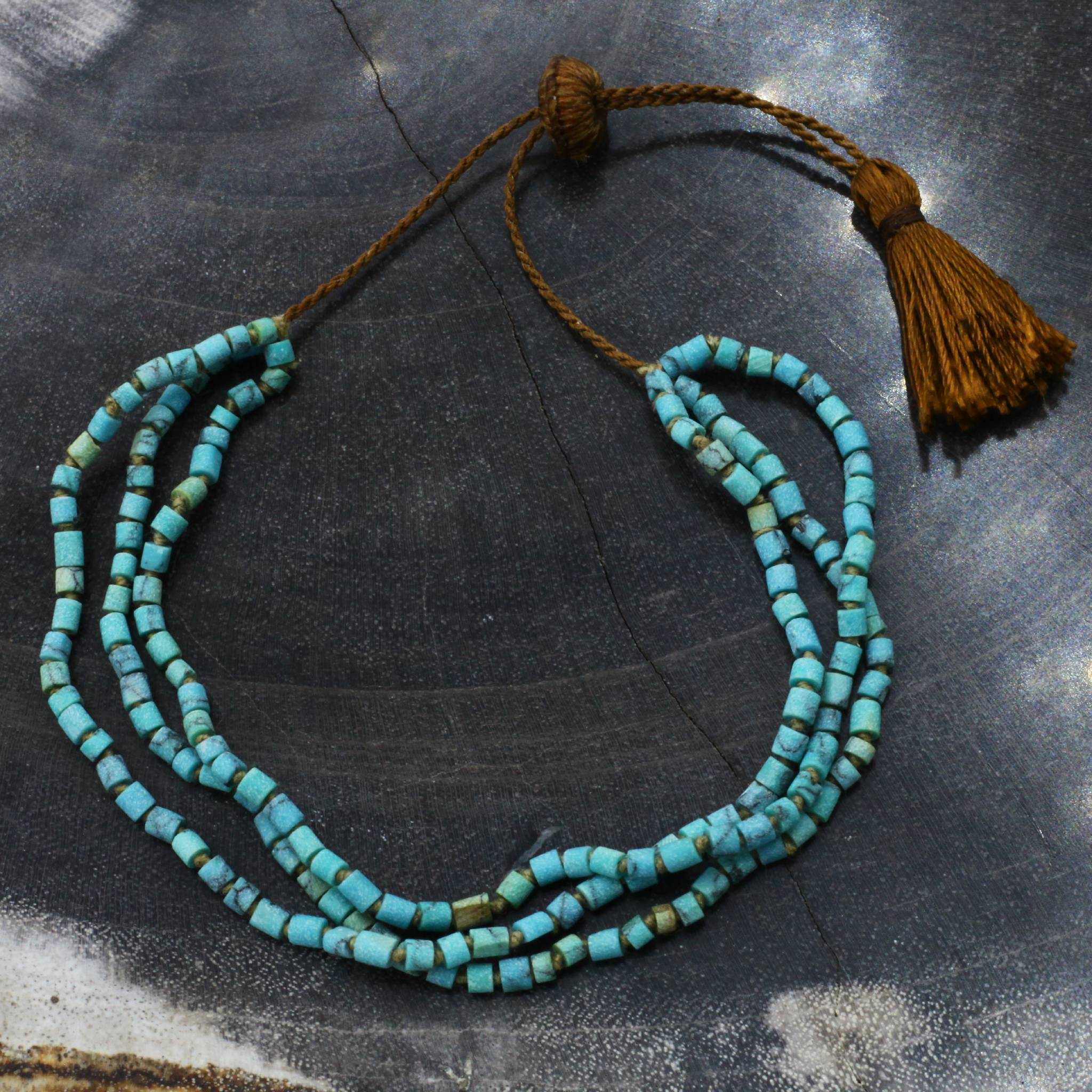 Lena Skadegard Jewels | Afghani Turquoise Heishi Bead Tassel Bracelet | Firecracker