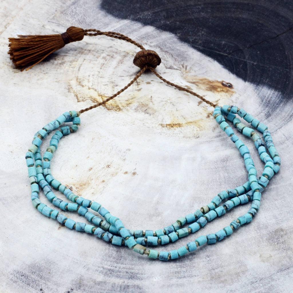Lena Skadegard Jewels | Afghani Turquoise Heishi Bead Tassel Bracelet | Firecracker