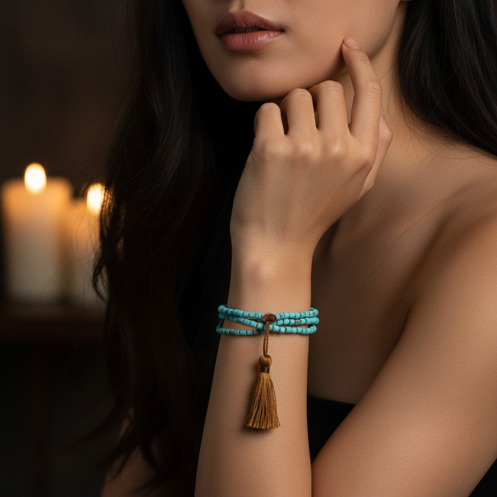 Lena Skadegard Jewels | Afghani Turquoise Heishi Bead Tassel Bracelet | Firecracker