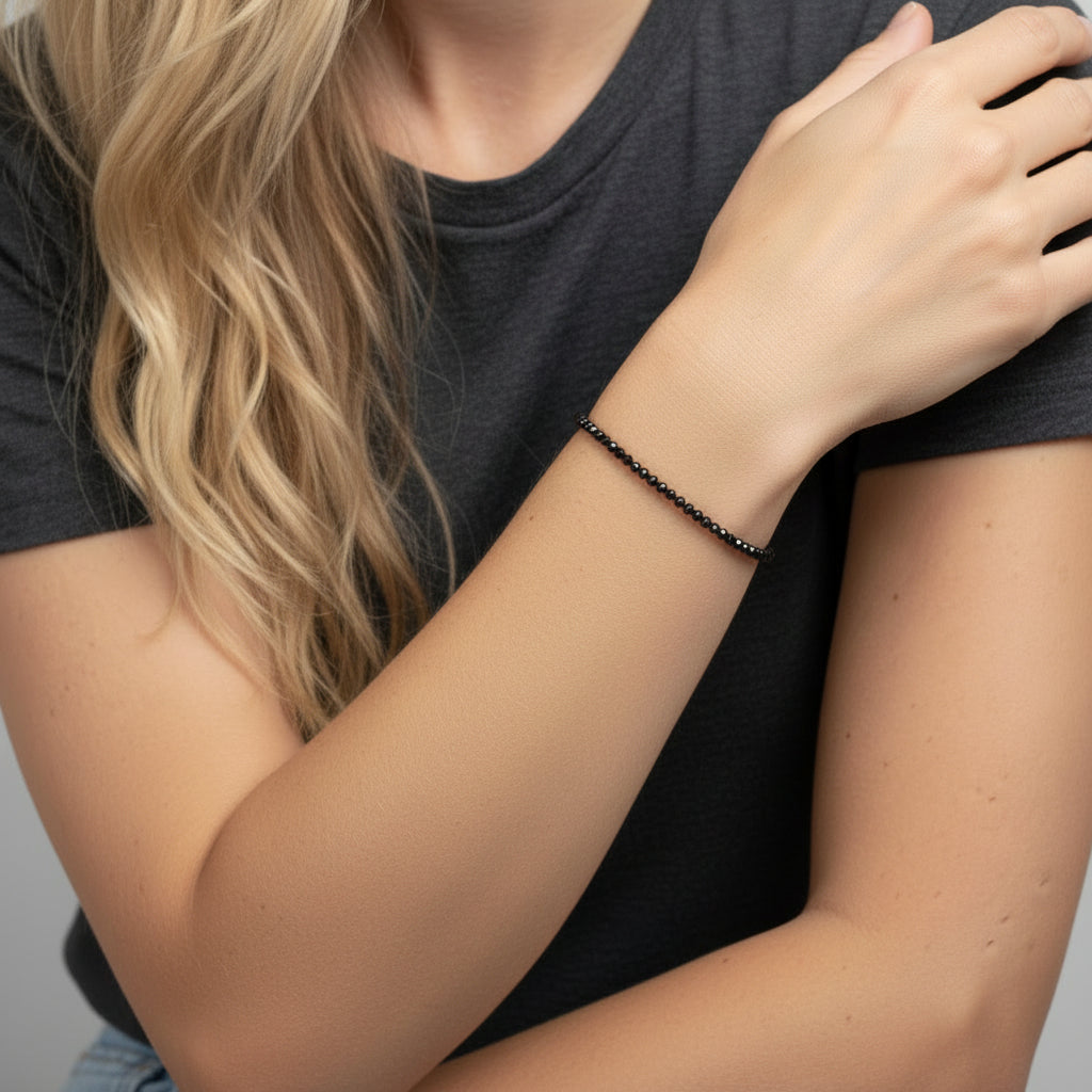 *Black Spinel + 9k Gold Gemstone Bracelet - Firecracker