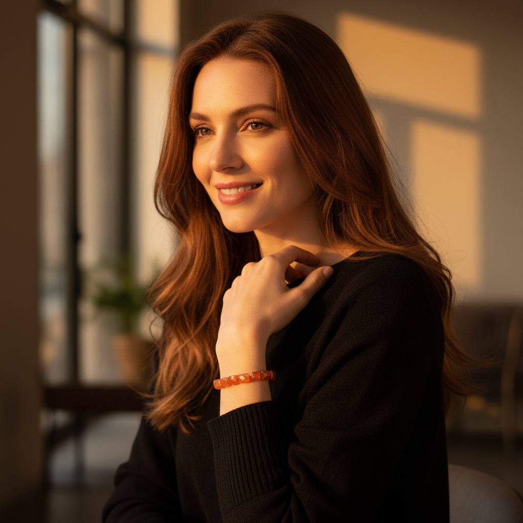 Lena Skadegard Jewelry | Carnelian Gemstone Tassel Bracelet | Firecracker