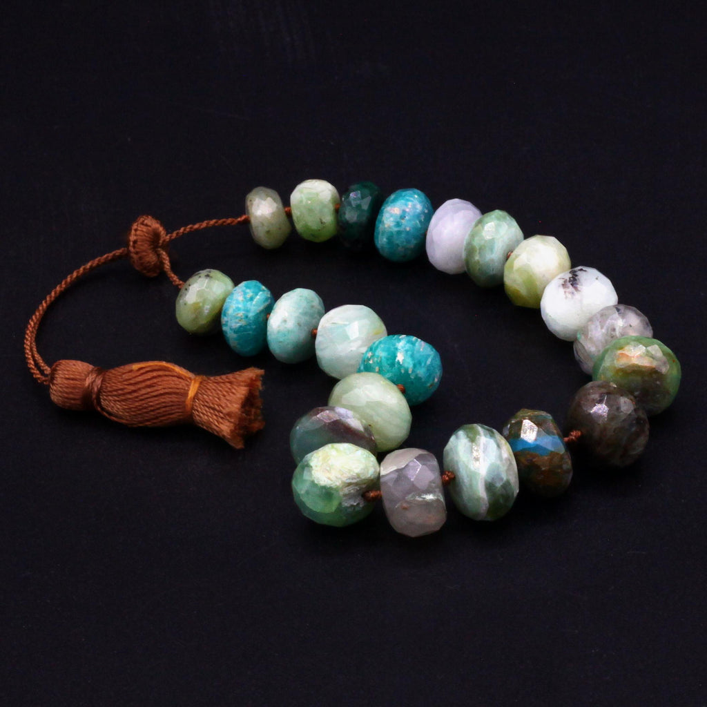 Lena Skadegard Jewelry | Emerald + Amazonite Mixed Gemstone Tassel Bracelet | Firecracker