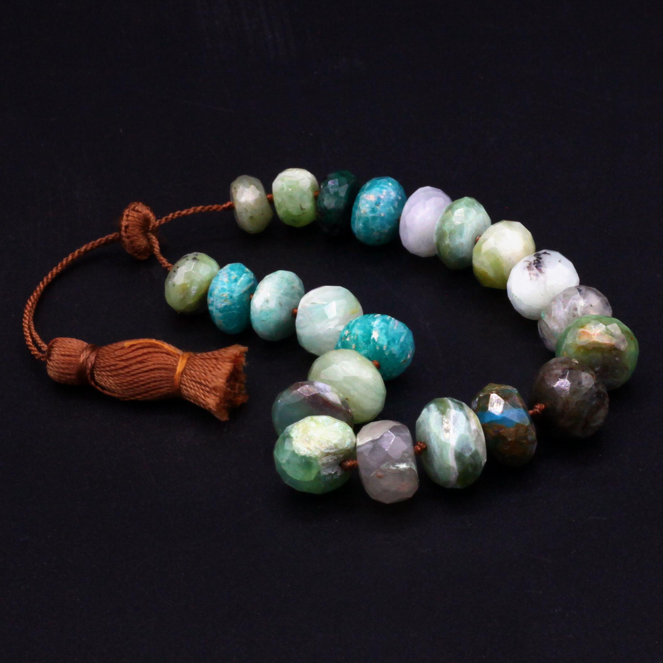 Lena Skadegard Jewelry | Emerald + Amazonite Mixed Gemstone Tassel Bracelet | Firecracker