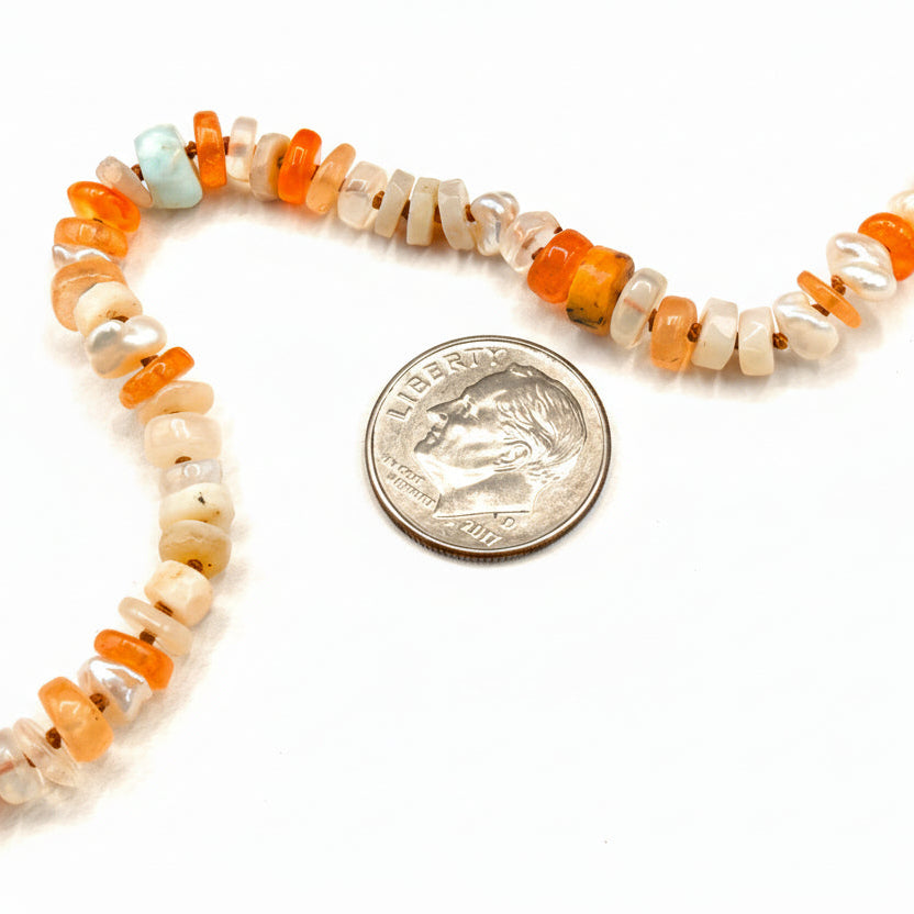 Lena Skadegard Jewels | Fire Opal, Pearl + Mixed Gemstone Necklace | Firecracker
