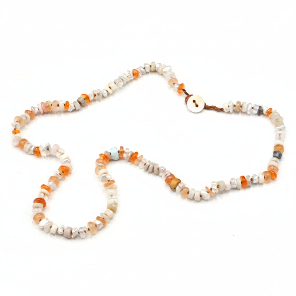 Lena Skadegard Jewels | Fire Opal, Pearl + Mixed Gemstone Necklace | Firecracker