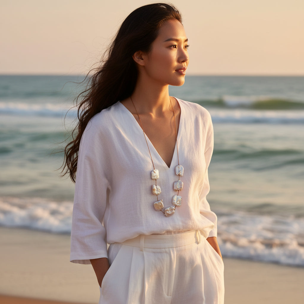 Lena Skadegard Jewels | Floating Baroque Pearl Necklace | Firecracker