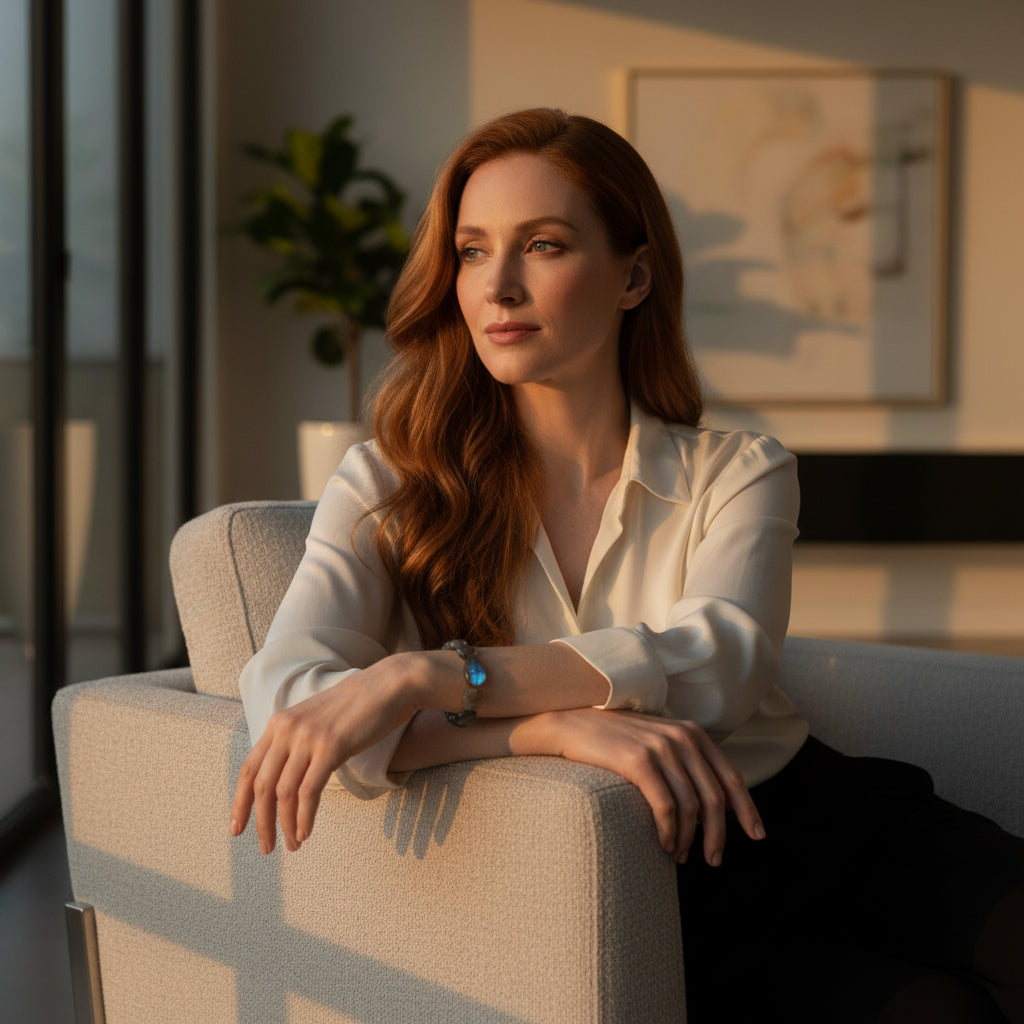 Lena Skadegard Jewelry | Labradorite + Grey Moonstone Gemstone Tassel Bracelet | Firecracker