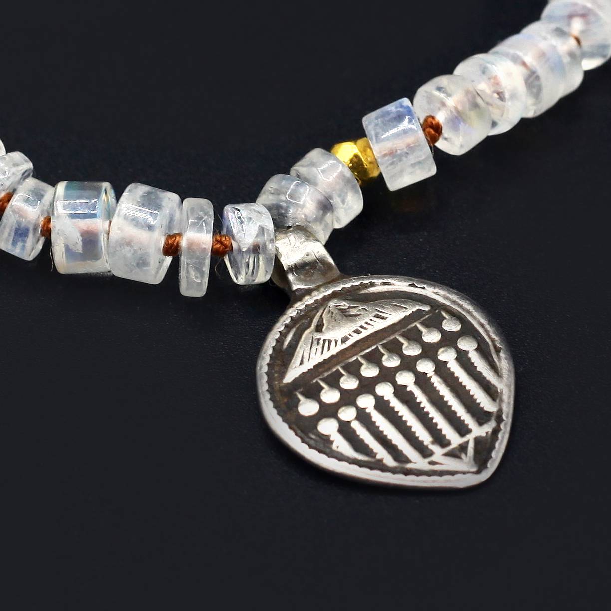 Lena Skadegard Jewels | Moonstone + Turquoise Gemstone "Silver Deity" Tassel Bracelet | Firecracker