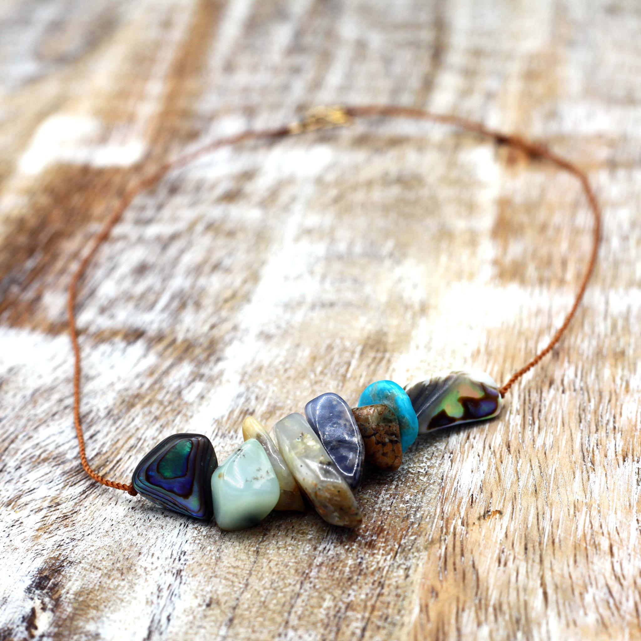 Lena Skadegard Jewels | Peruvian Opal, Abolene + 9k Gold Gemstone Necklace | Firecracker