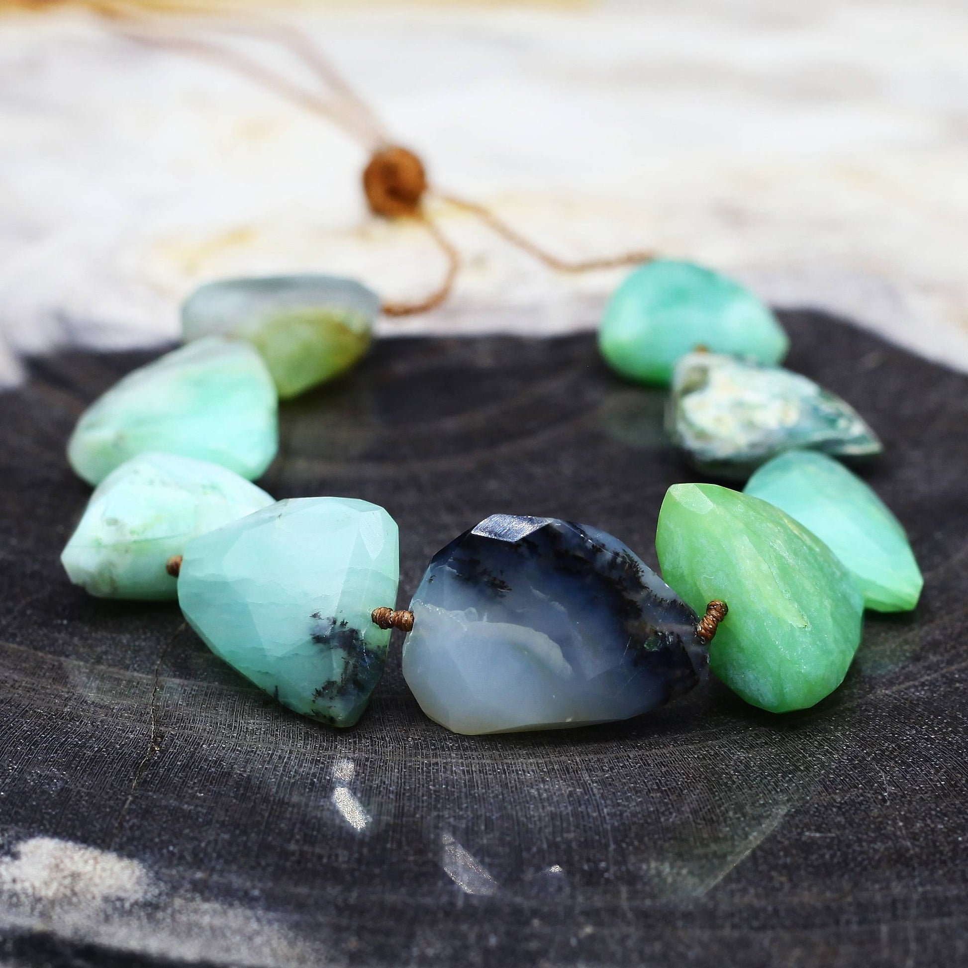 Lena Skadegard Jewels | Floating Peruvian Opal + 9k Gold Gemstone Necklace | Firecracker