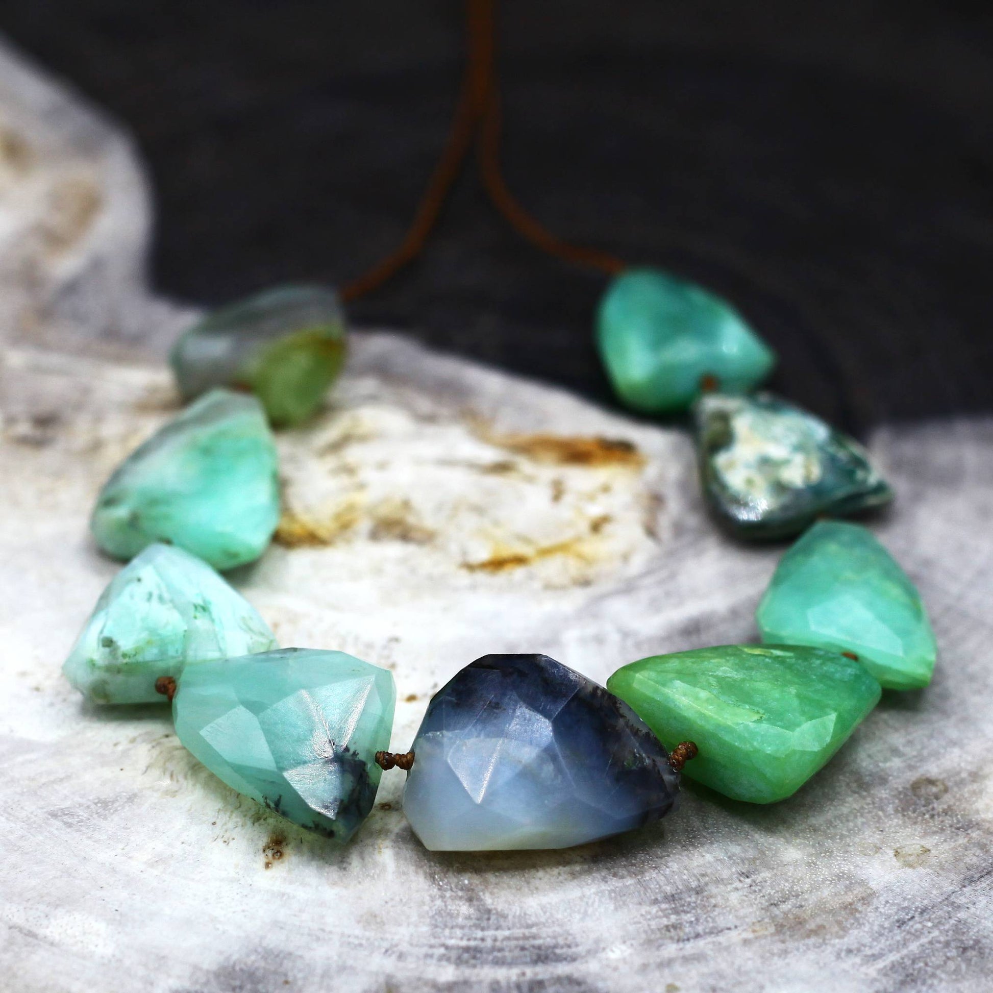 Lena Skadegard Jewels | Floating Peruvian Opal + 9k Gold Gemstone Necklace | Firecracker