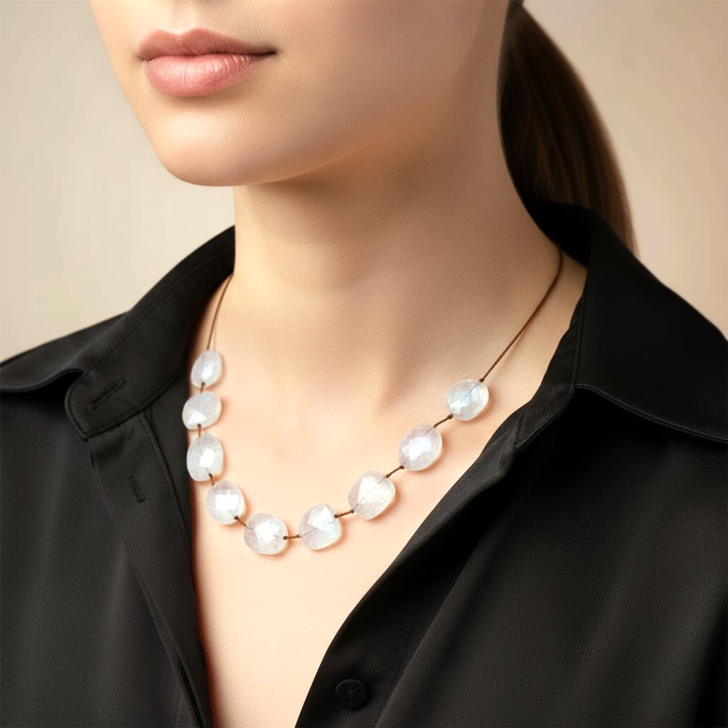 Lena Skadegard Jewels | Floating Large Moonstone Gemstone Necklace | Firecracker