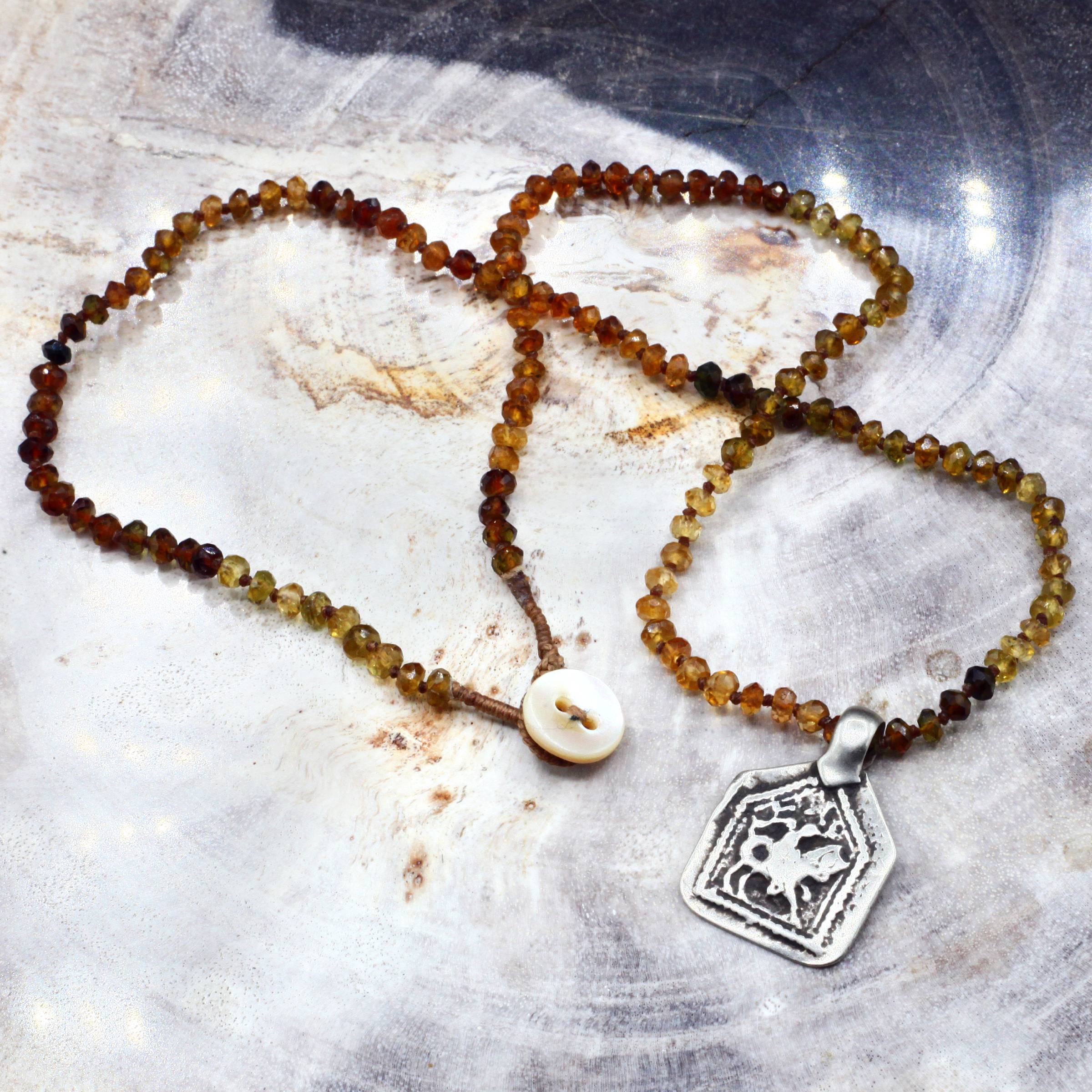 Lena Skadegard Jewelry | Sterling Silver Durga + Tourmaline Gemstone Pendant Necklace | Firecracker