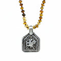 Lena Skadegard Jewelry | Sterling Silver Durga + Tourmaline Gemstone Pendant Necklace | Firecracker