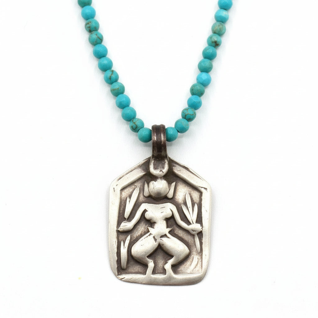 Lena Skadegard Jewelry | Sterling Silver Durga Turquoise Gemstone Pendant Necklace | Firecracker
