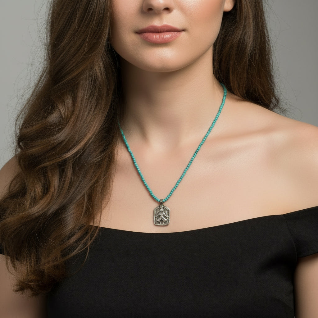 Lena Skadegard Jewelry | Sterling Silver Durga Turquoise Gemstone Pendant Necklace | Firecracker