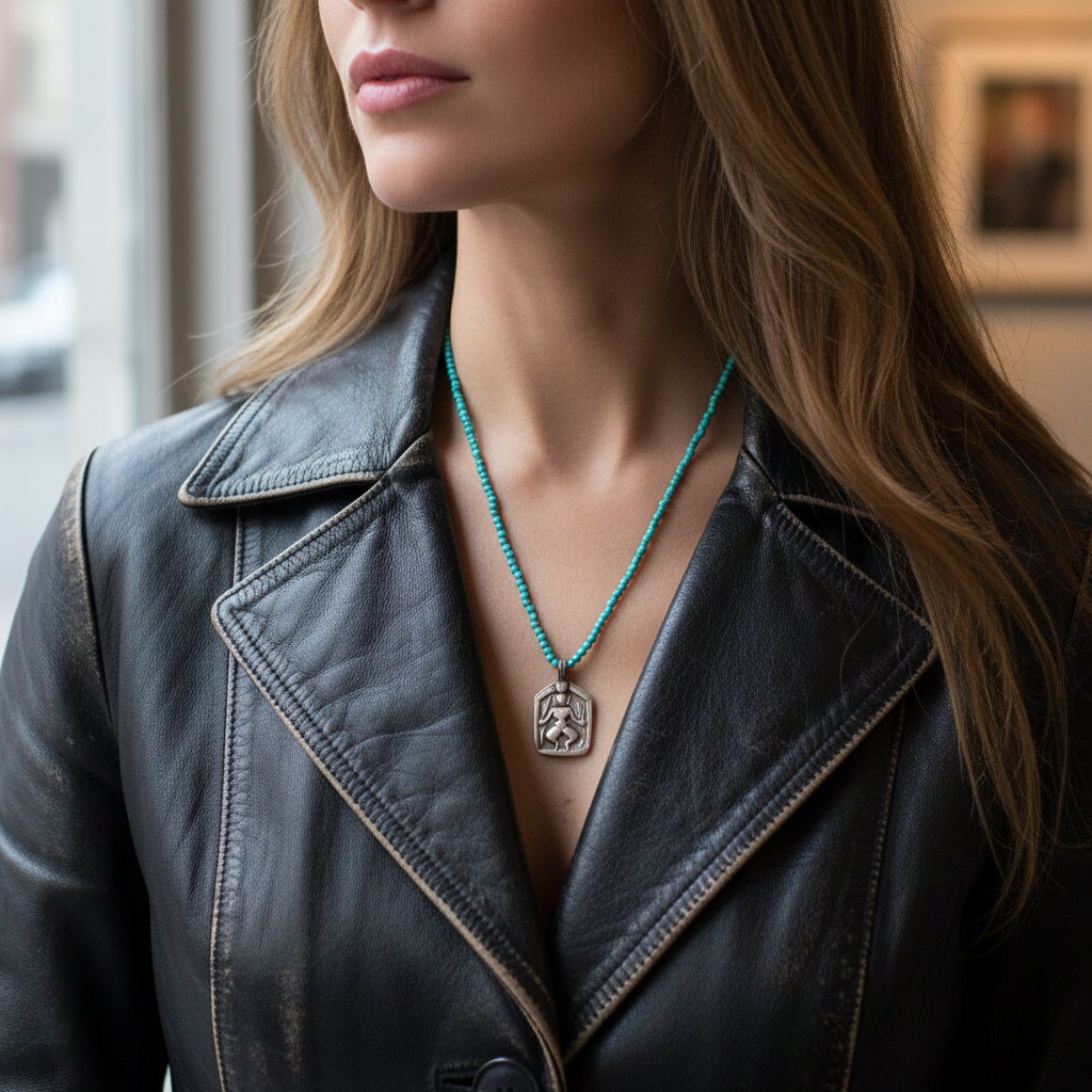 Lena Skadegard Jewelry | Sterling Silver Durga Turquoise Gemstone Pendant Necklace | Firecracker