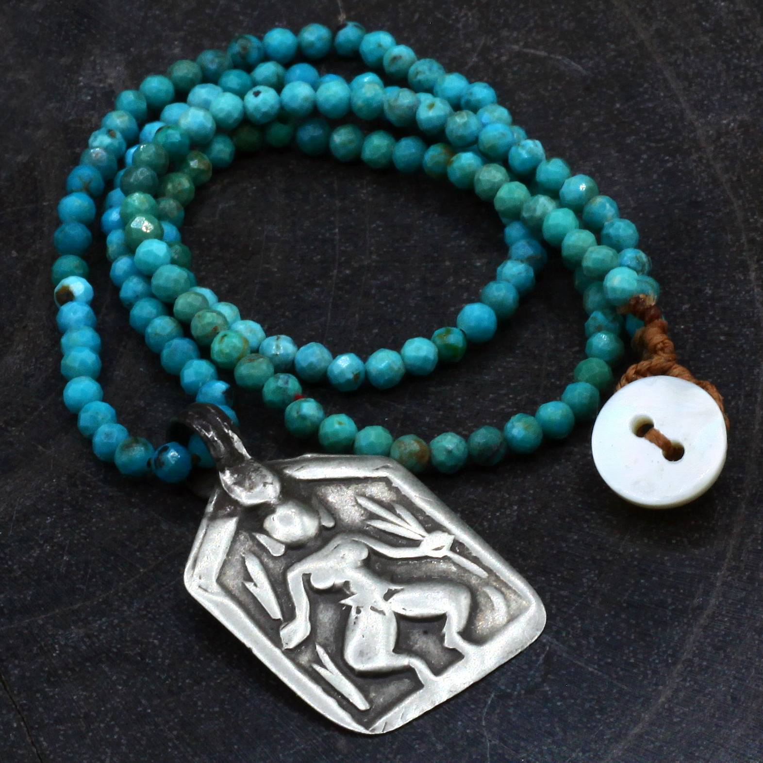 Lena Skadegard Jewelry | Sterling Silver Durga Turquoise Gemstone Pendant Necklace | Firecracker
