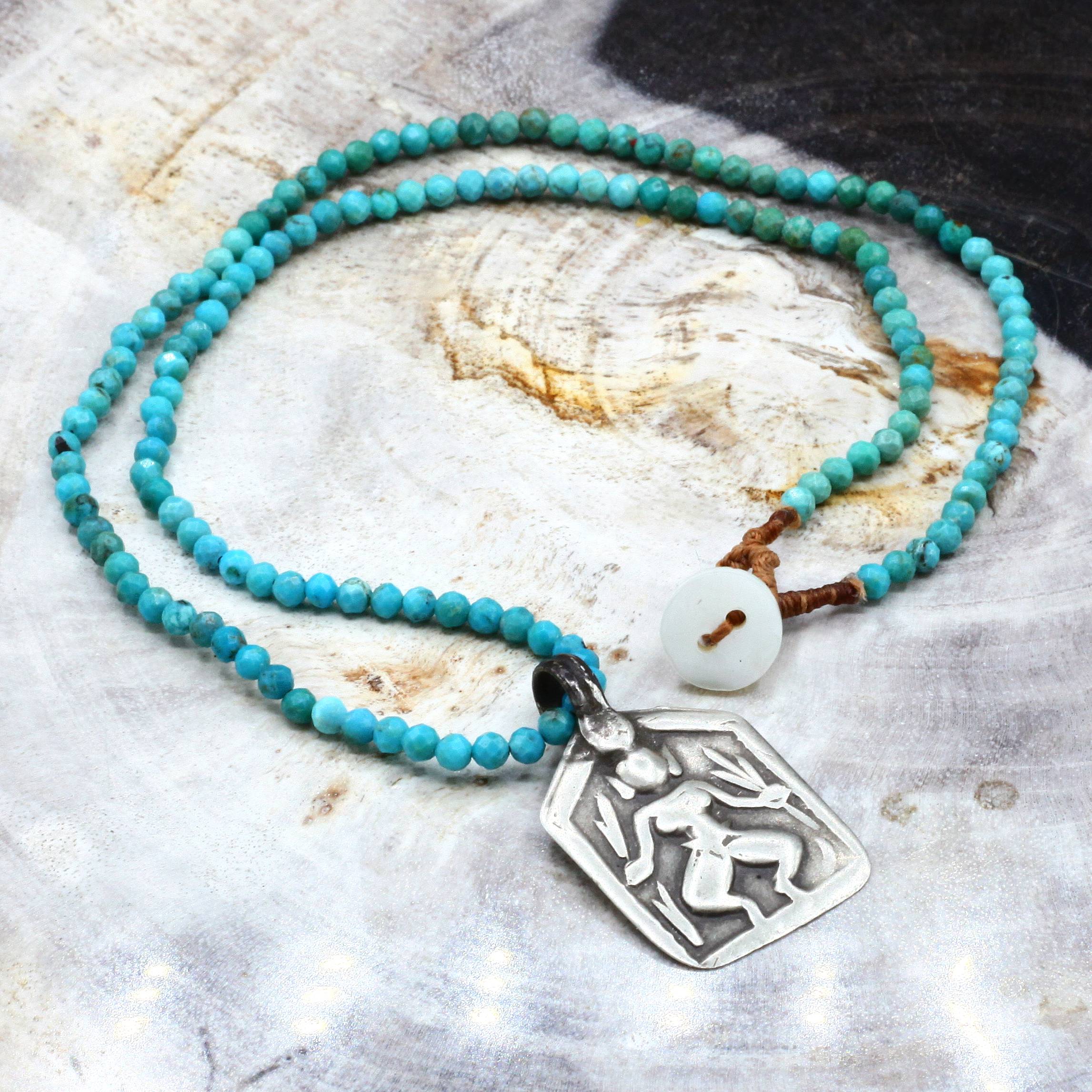 Lena Skadegard Jewelry | Sterling Silver Durga Turquoise Gemstone Pendant Necklace | Firecracker