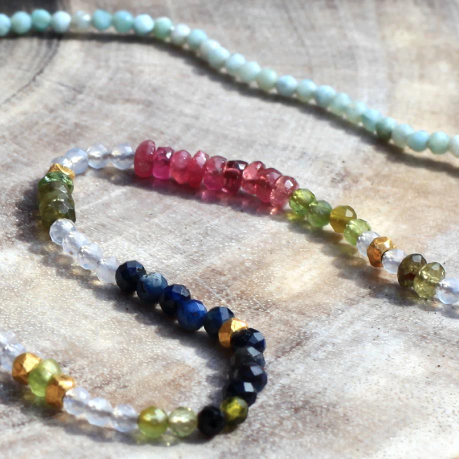 Lena Skadegard Jewels | Tourmaline, Sapphire + Larimar 18k Gold Necklace | Firecracker