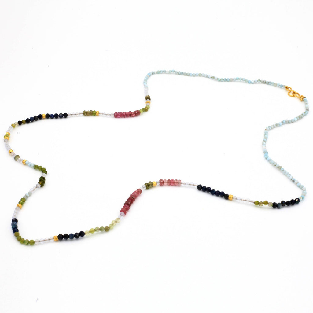 Lena Skadegard Jewels | Tourmaline, Sapphire + Larimar 18k Gold Necklace | Firecracker