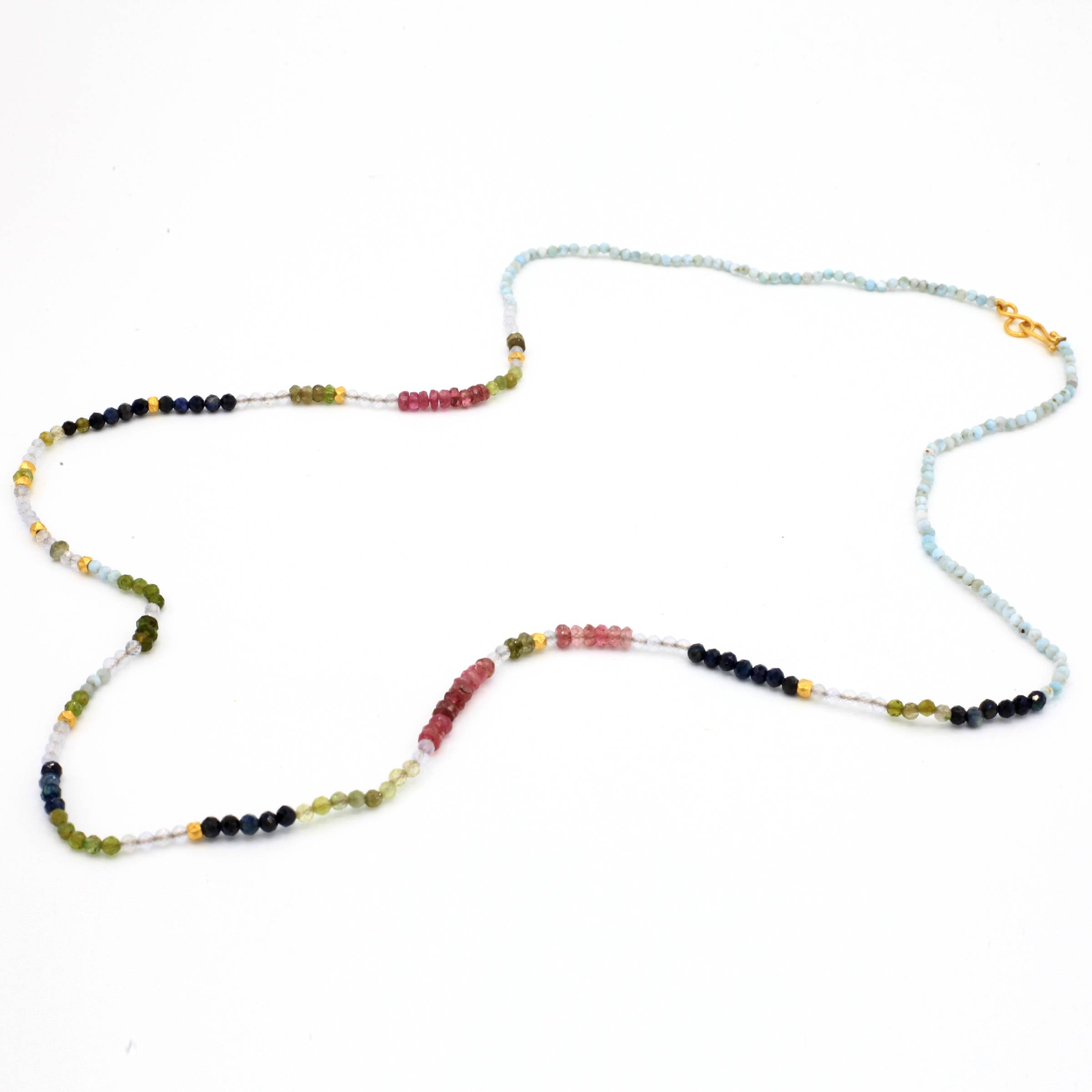 Lena Skadegard Jewels | Tourmaline, Sapphire + Larimar 18k Gold Necklace | Firecracker