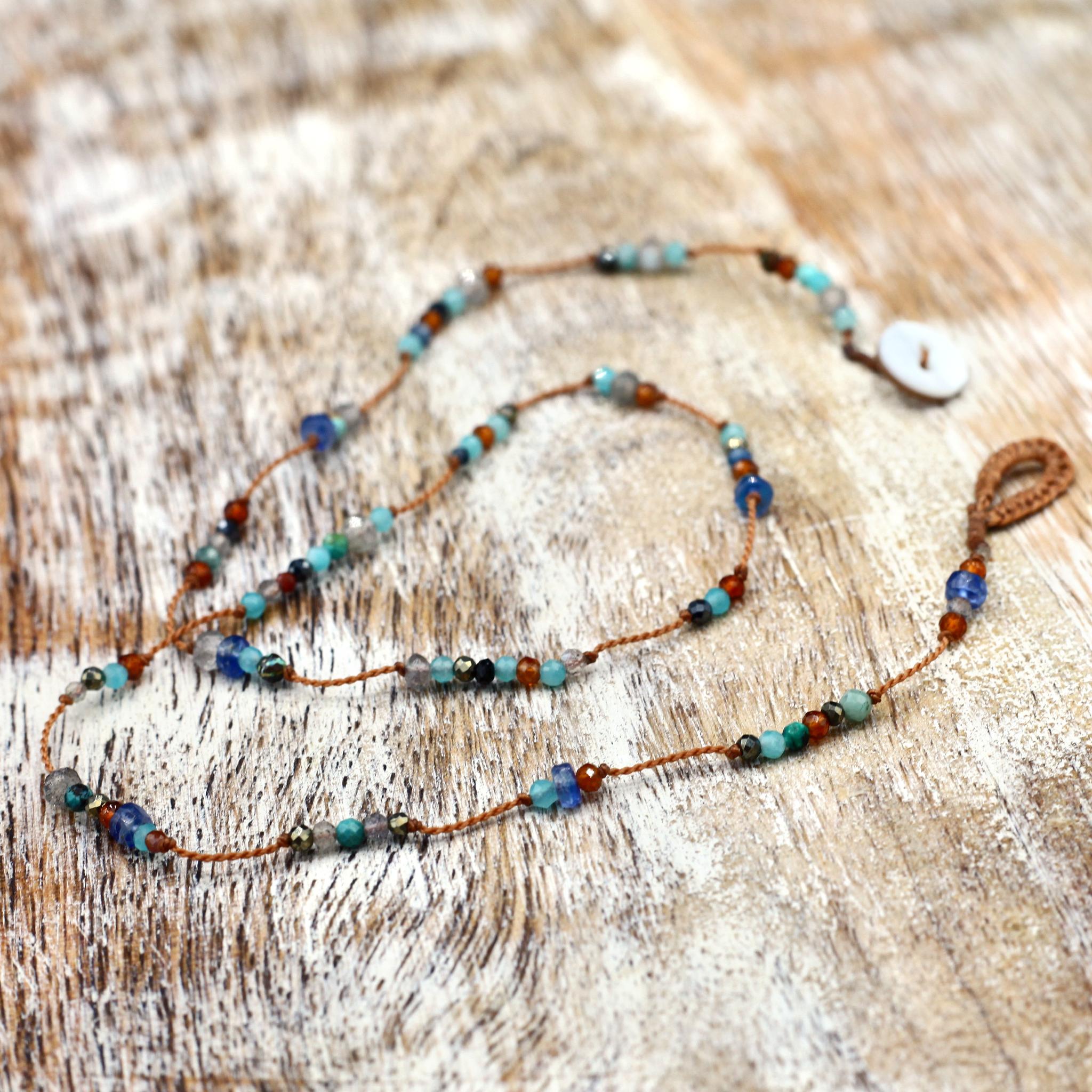 Lena Skadegard Jewels | Turquoise Pyrite Hessonite Gemstone Necklace | Firecracker