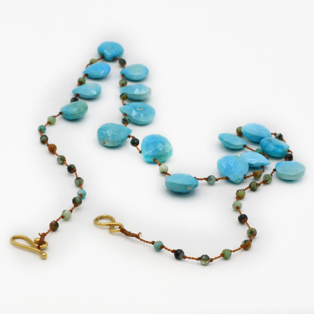 Lena Skadegard Jewels | Turquoise Teardrop + 9k Gold Gemstone Necklace | Firecracker
