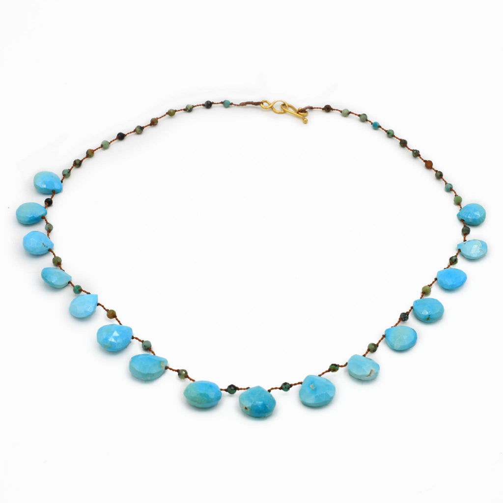 Lena Skadegard Jewels | Turquoise Teardrop + 9k Gold Gemstone Necklace | Firecracker