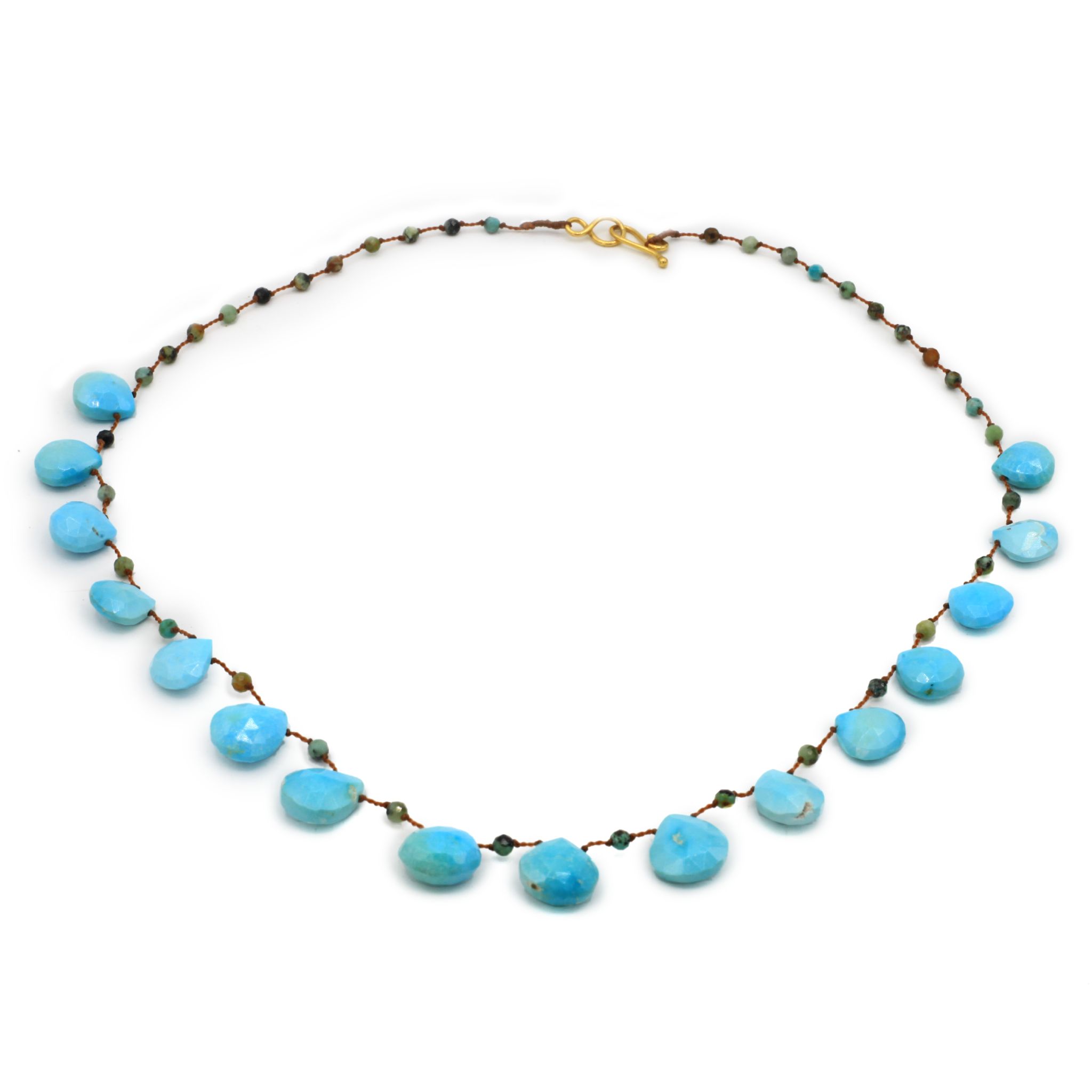 Lena Skadegard Jewels | Turquoise Teardrop + 9k Gold Gemstone Necklace | Firecracker