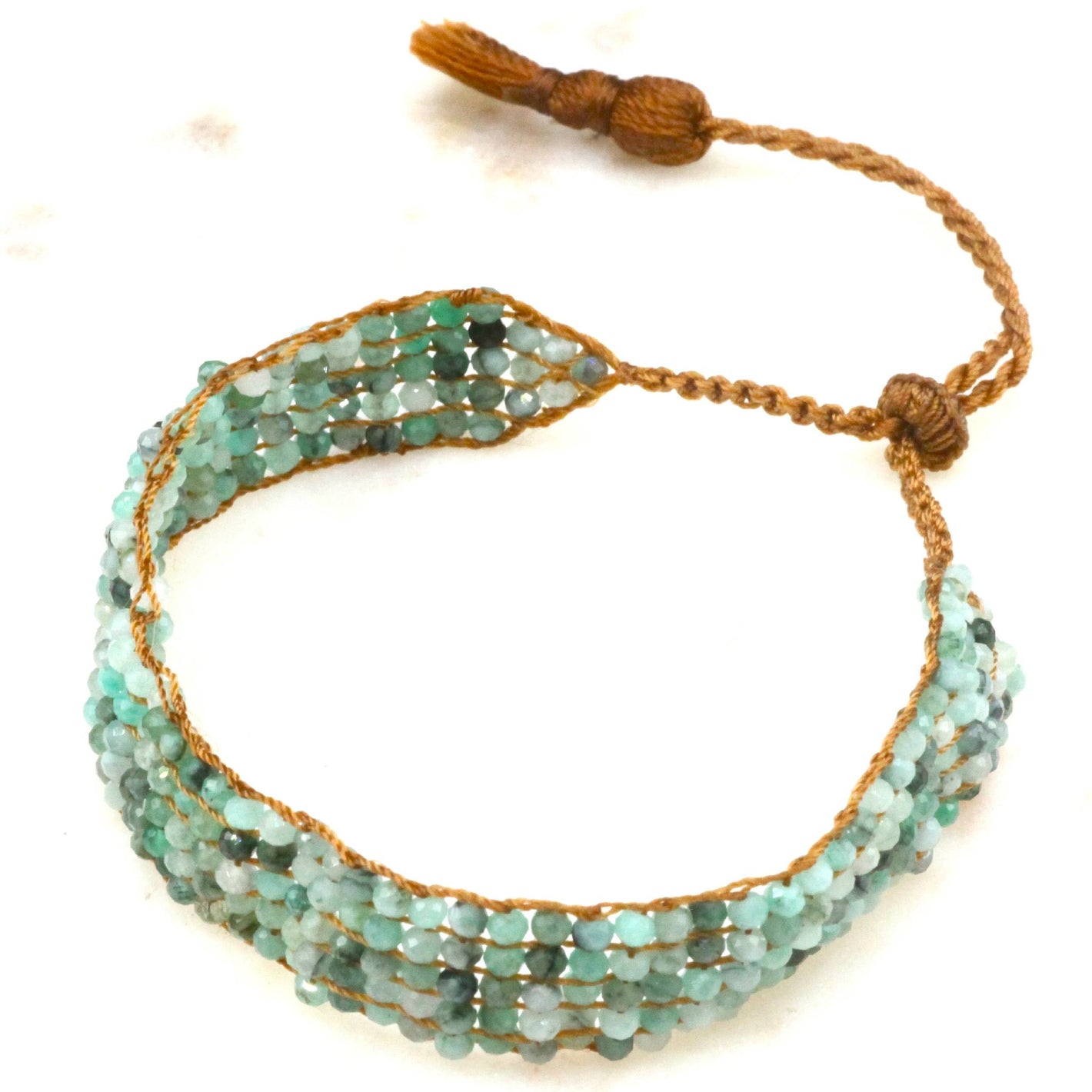 Lena Skadegard Jewelry | Emerald Gemstone Tassel Bracelet | Firecracker
