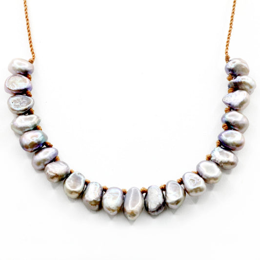 Lena Skadegard Jewels | Floating Grey Pearl Tassel Necklace | Firecracker