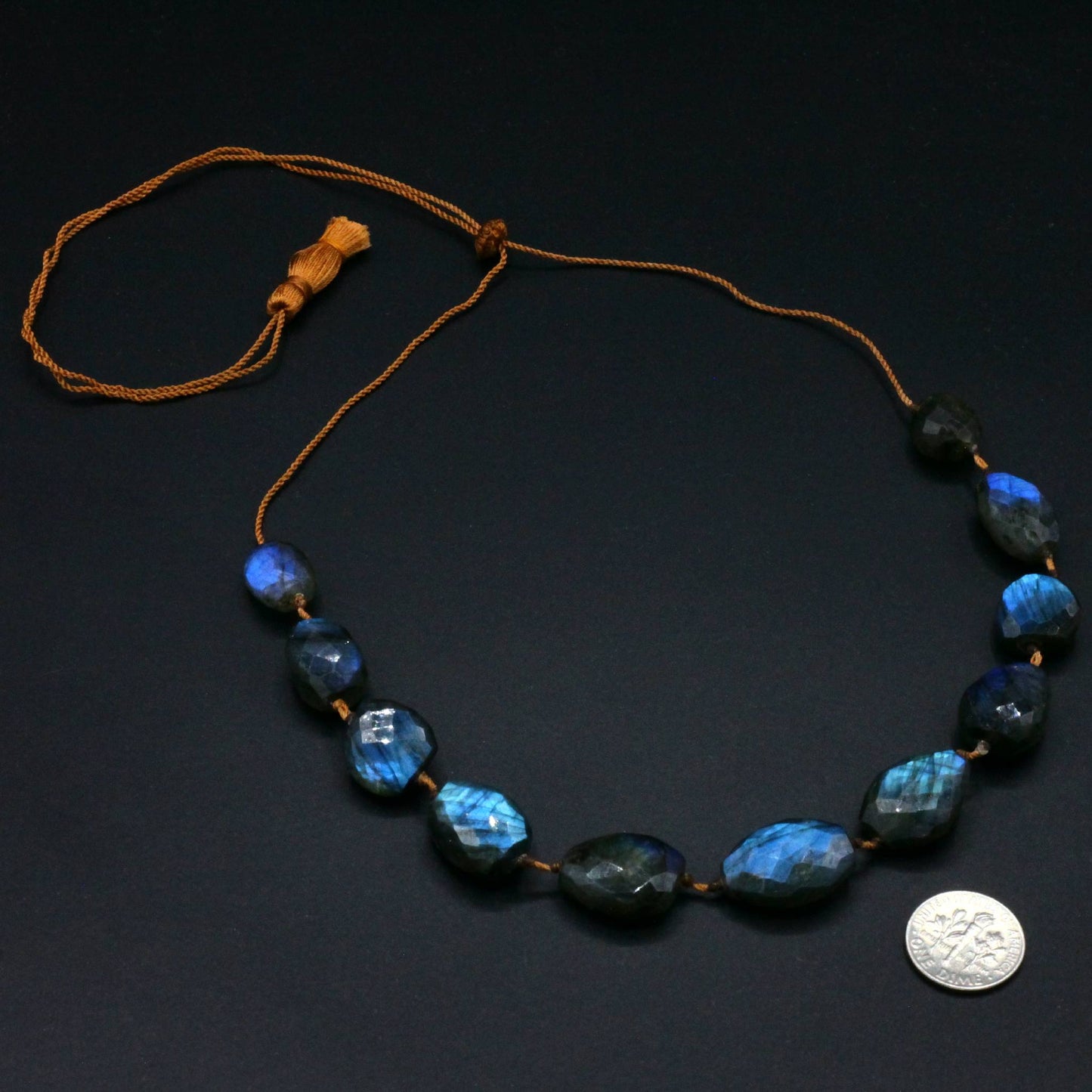 Lena Skadegard Jewels | Floating Labradorite Gemstone Tassel Necklace | Firecracker