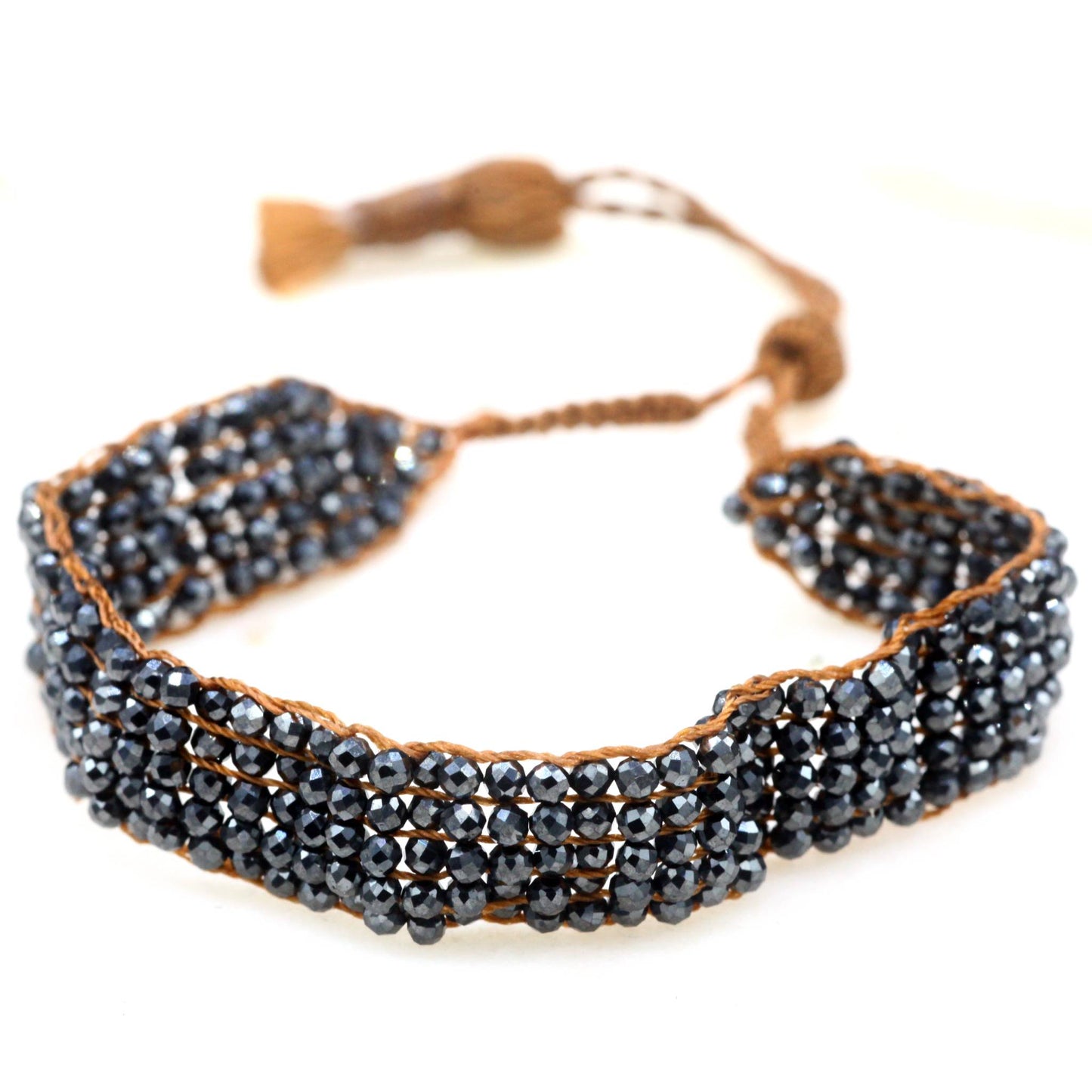 Lena Skadegard Jewels | Hematite Crochet Tassel Bracelet | Firecracker