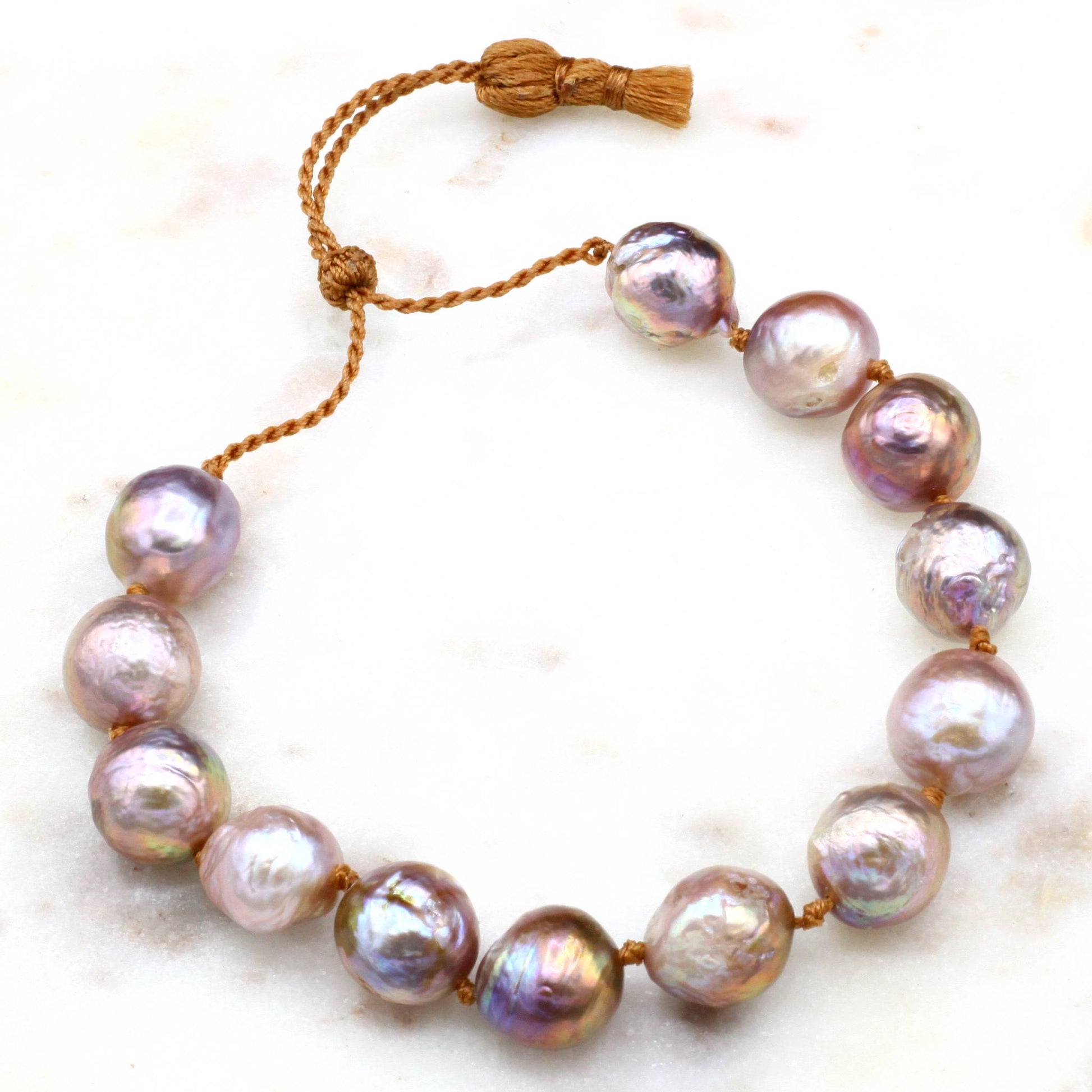 Lena Skadegard Jewels | Knotted Baroque Pearl Tassel Bracelet | Firecracker