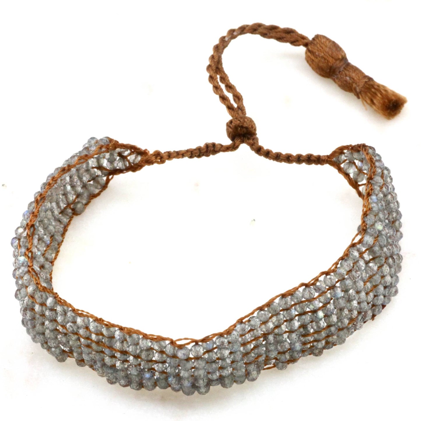 Lena Skadegard Jewels | Labradorite Gemstone Crochet Tassel Bracelet| Firecracker