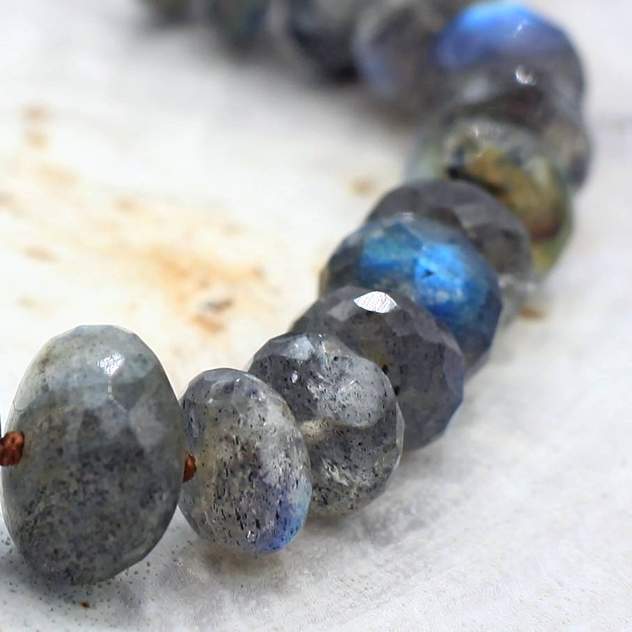 Lena Skadegard Jewelry | Aquamarine + Labradorite Gemstone Tassel Bracelet | Firecracker