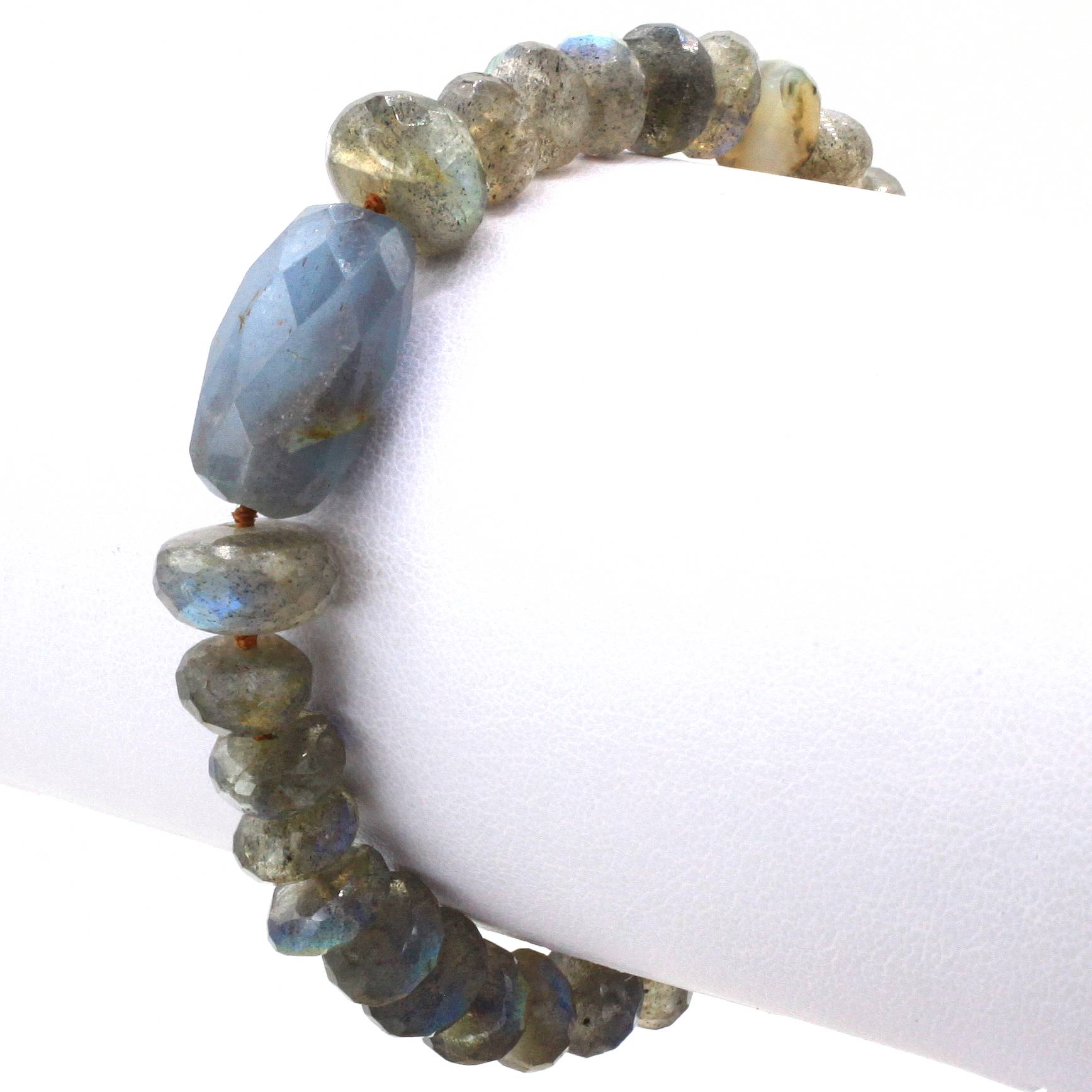 Lena Skadegard Jewelry | Aquamarine + Labradorite Gemstone Tassel Bracelet | Firecracker