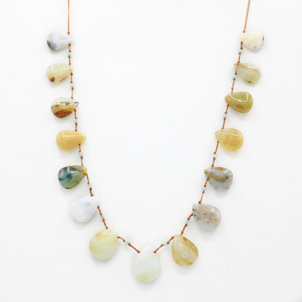 Lena Skadegard Jewels | Floating Peruvian Opal + 9k Gold Gemstone Necklace | Firecracker